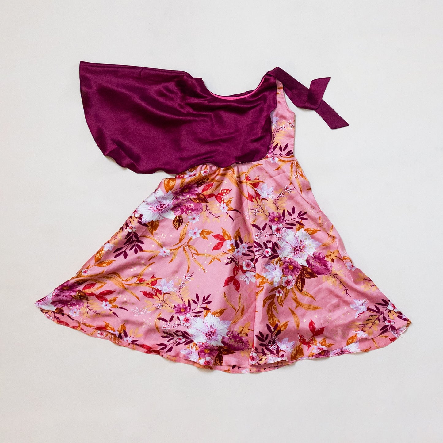 Pre Order: Party wear Light pink gold foil satin gown