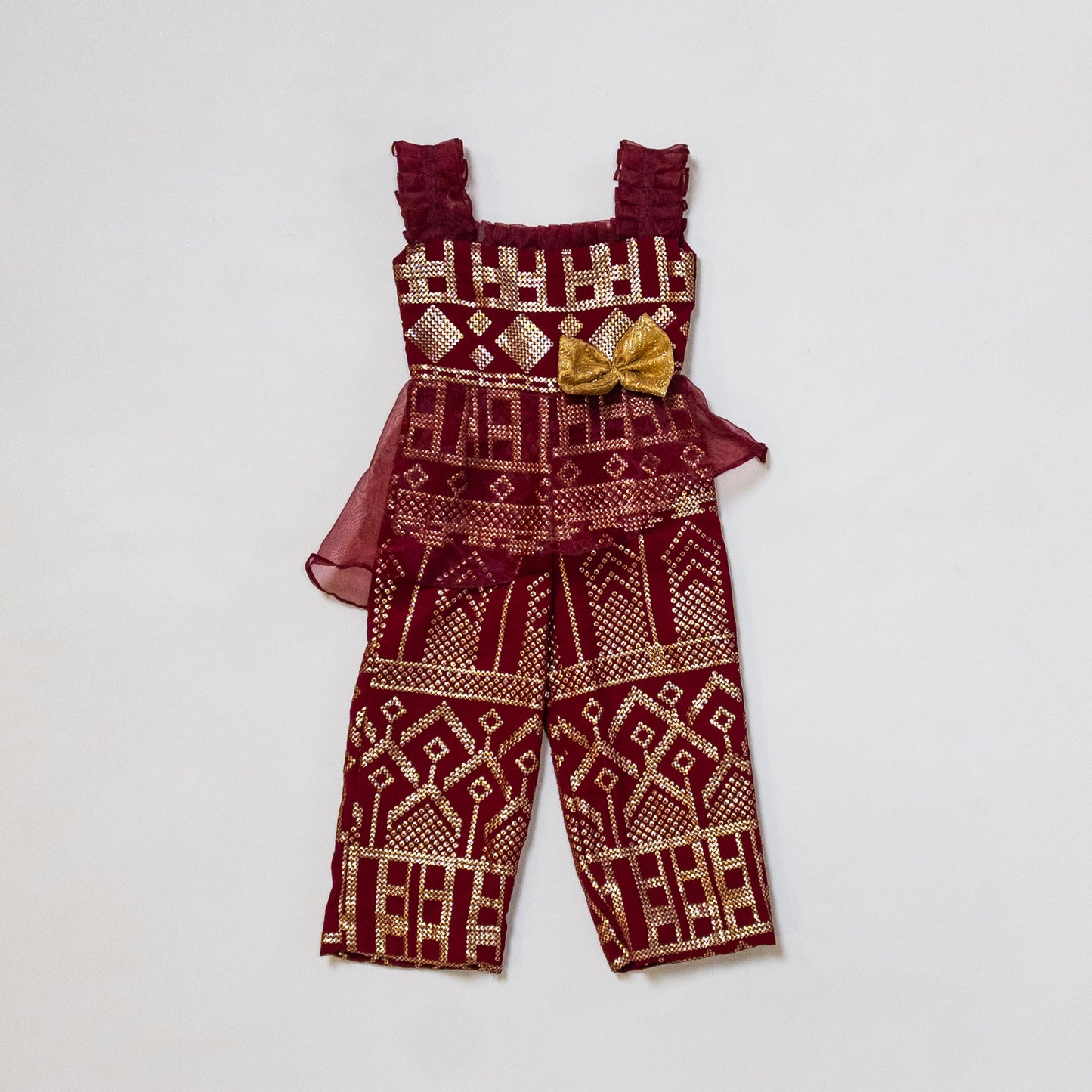 Pre Order: Designer Jumpsuit with Pleated Shoulder Strap and asymmetric hip flap