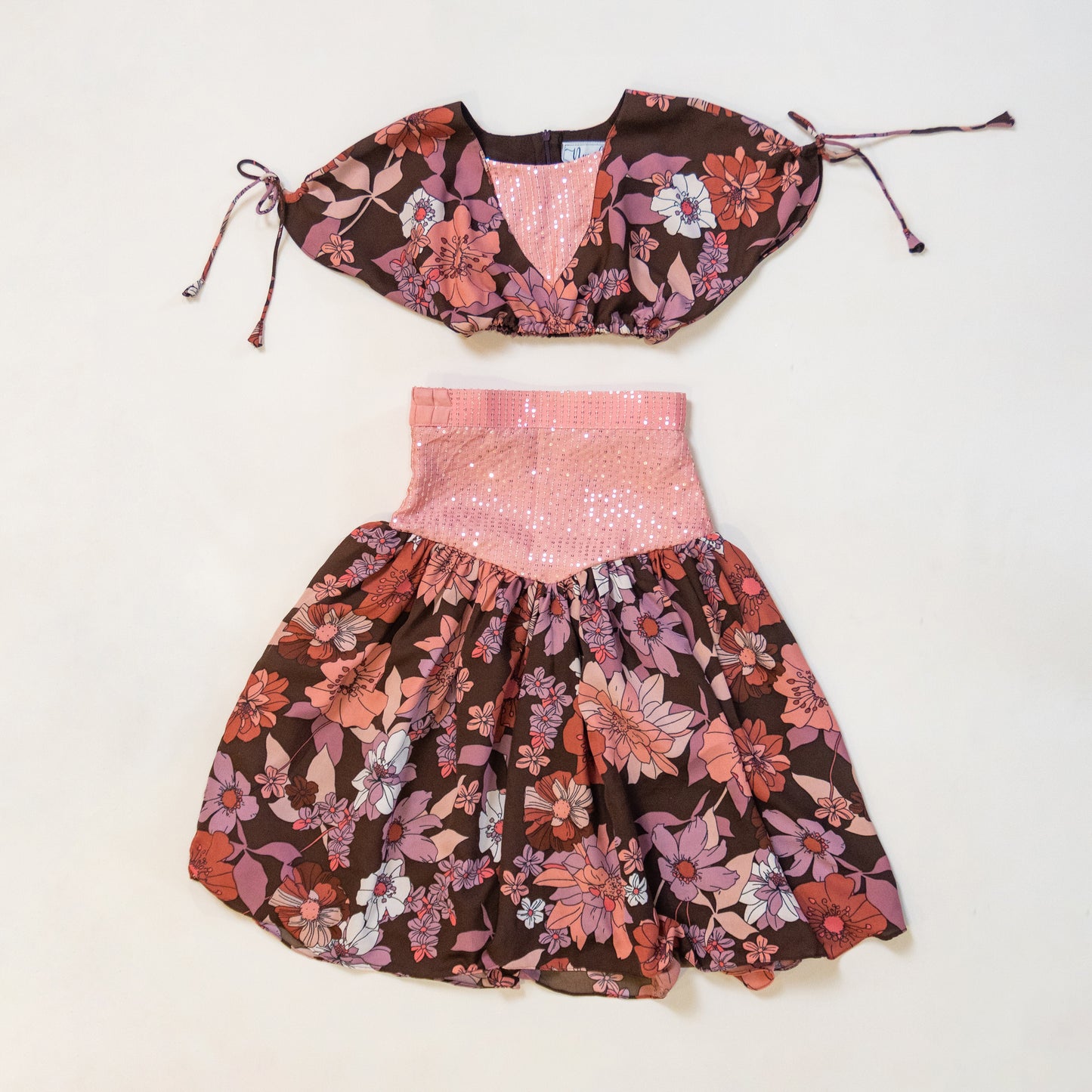 Pre Order: Brown Floral Sonata Lehenga