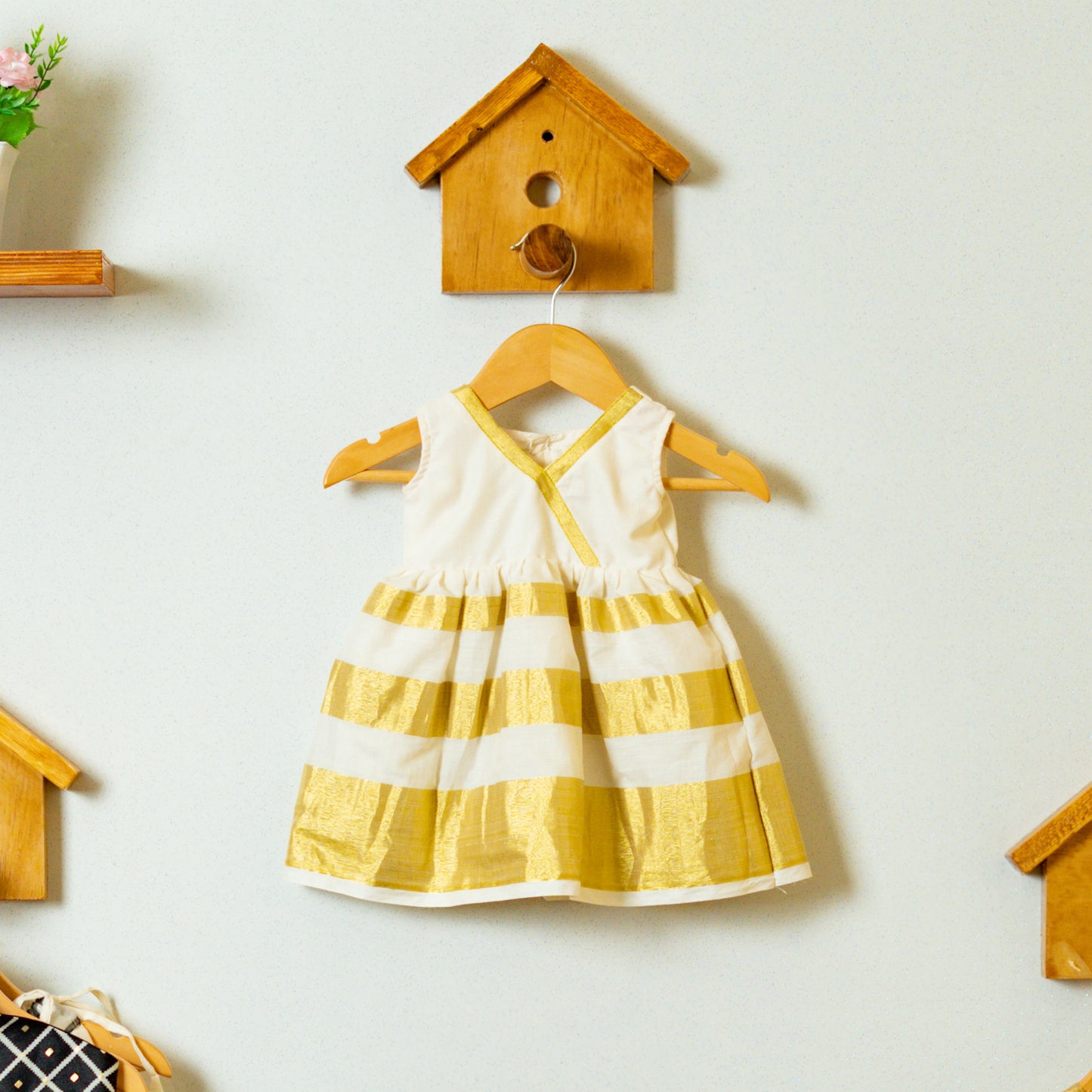 Pre Order: Kasavu Angrakha Style Frock