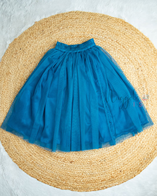 Ready to Ship: Peacock Blue Netted Lehenga