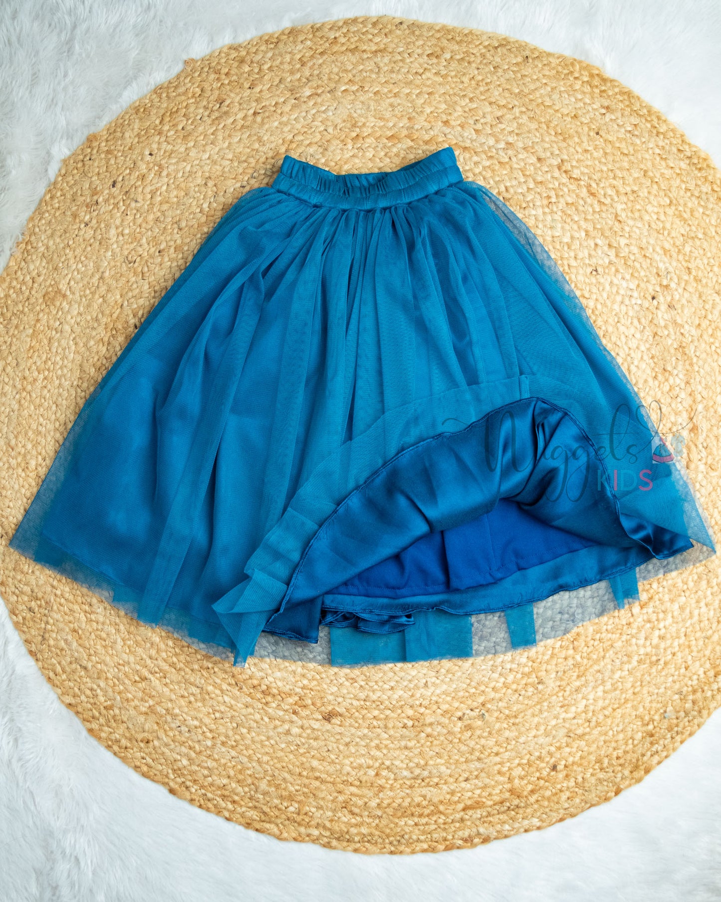 Ready to Ship: Peacock Blue Netted Lehenga