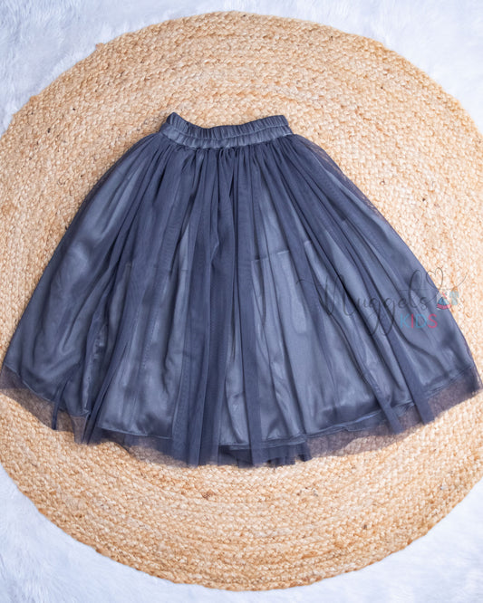 Ready to Ship: Smoky Grey netted Lehenga