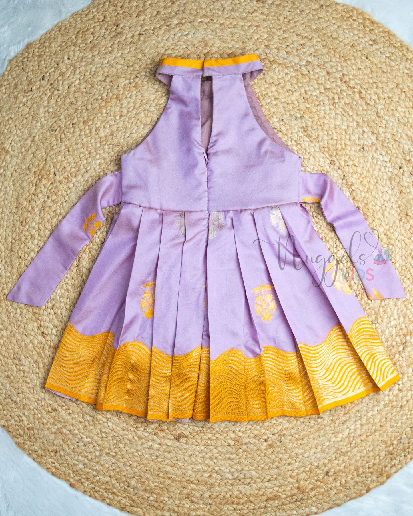 Ready to Ship: Lavender Premium Kanchi Halter Neck Frock with Wavy Borders