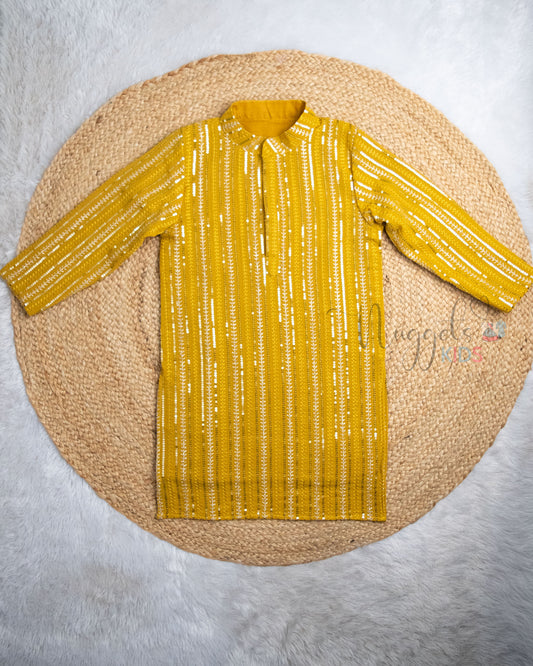 Pre Order: Mustard Yellow Embroidered Kurta