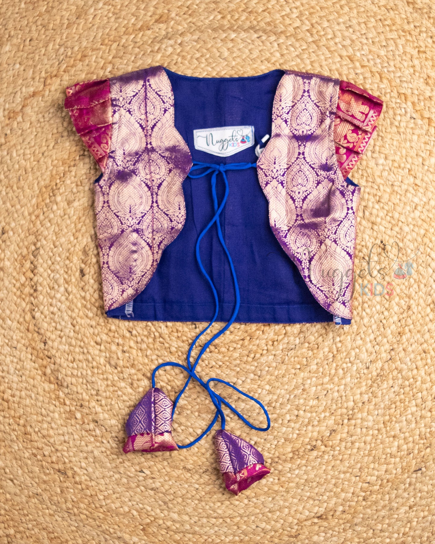 Ready to Ship: Pink and Violet Semi Silk Sleeveless Gown with Pleated Cap Sleeve Detachable Jacket