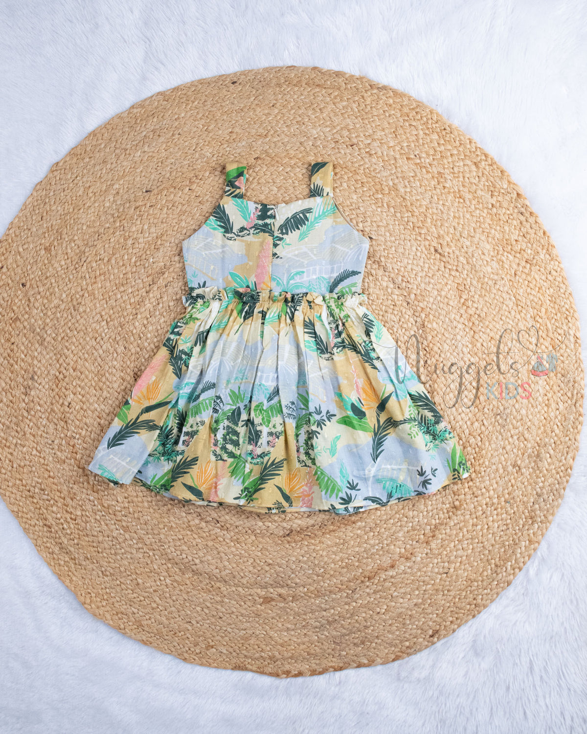 Ready to Ship: Tropical Printed Cotton Sleeveless Frock