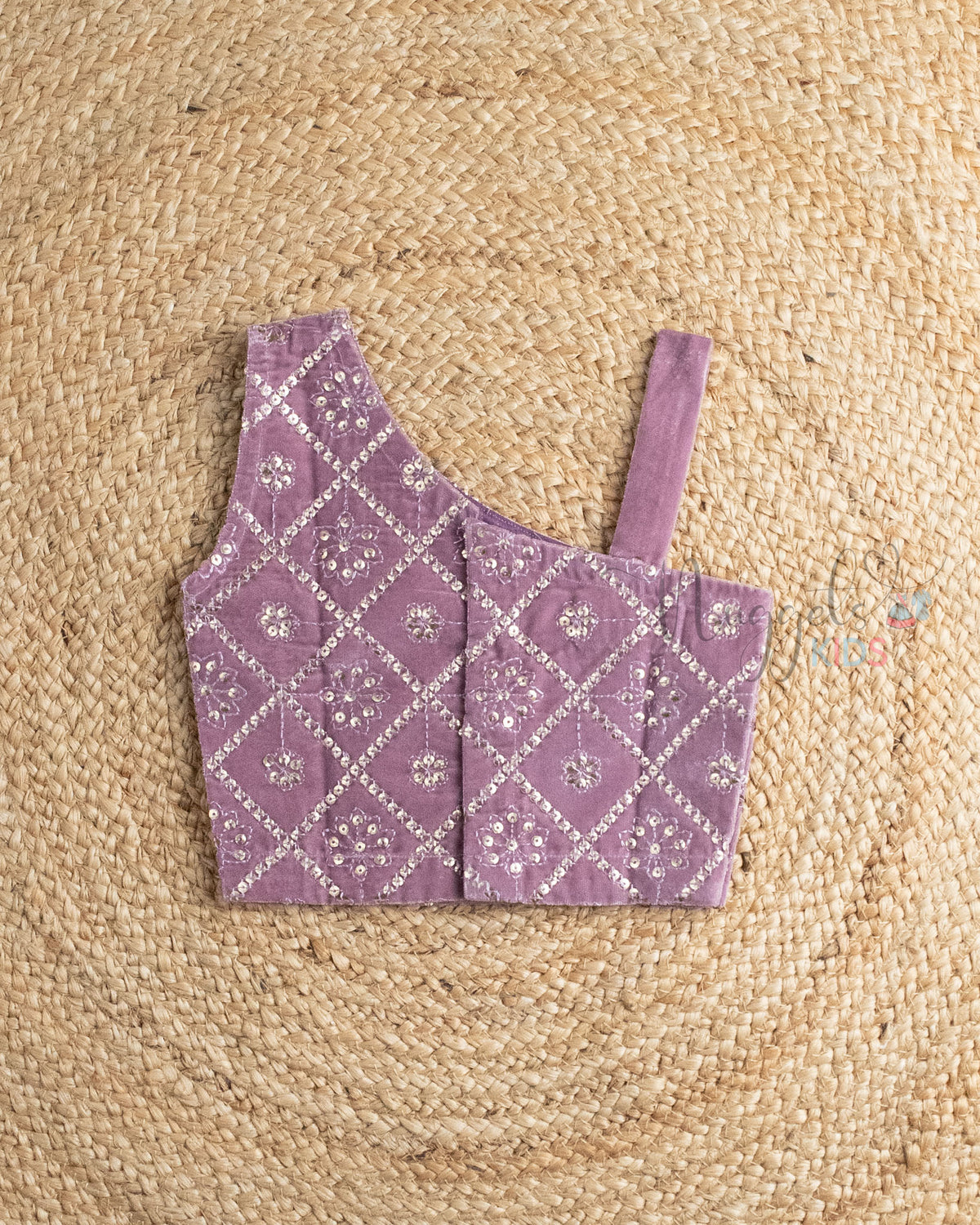 Ready to Ship: Mauve Designer One Shoulder Velvet top With Sleeveless