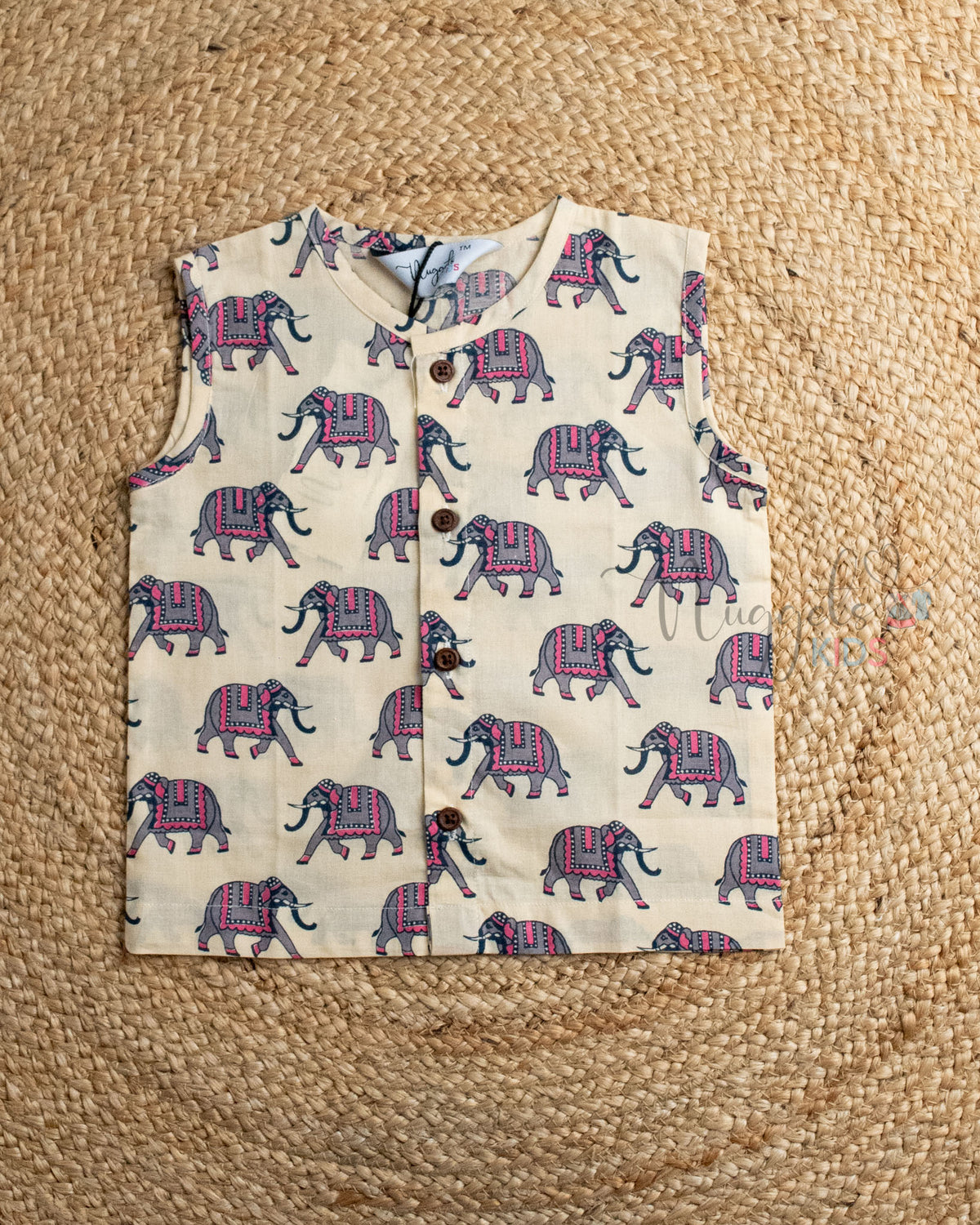 Ready to Ship: Chubby Jambo Printed Pure Cotton Jhabla with Wooden Button Detailing