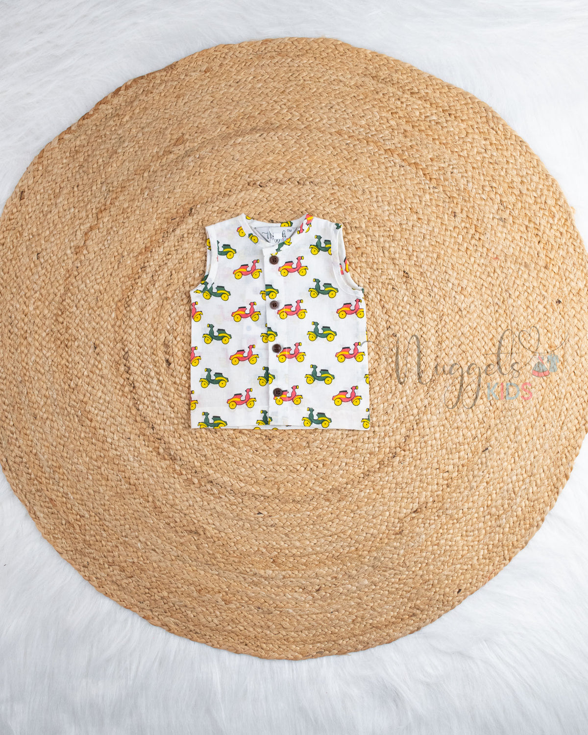 Ready to Ship: Scoot pop Cotton Jhabla with Wooden Button Detailing