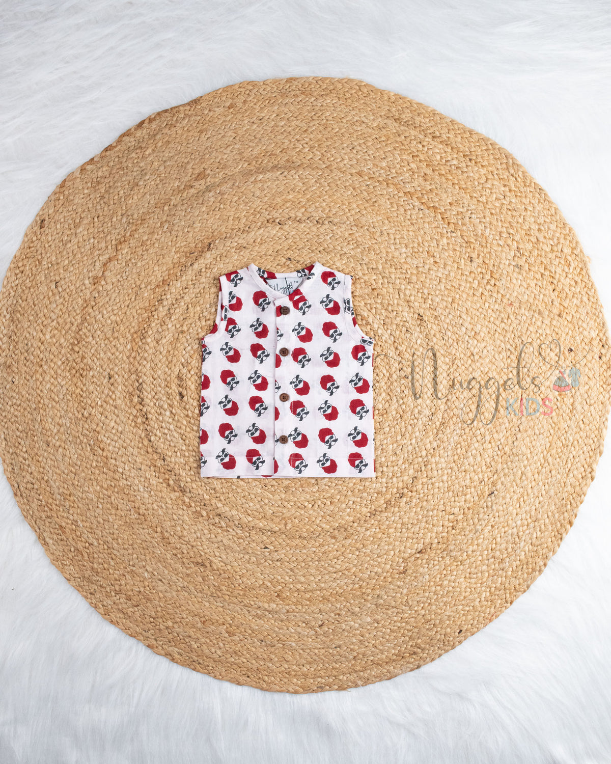 Ready to Ship: Whisker King Printed Pure Cotton Jhabla with Wooden Button Detailing