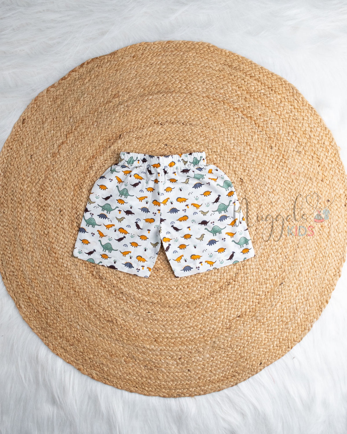 Ready to Ship: Blaze Horn Dinosaur Printed Jhabla and Shorts Set with Sleeves