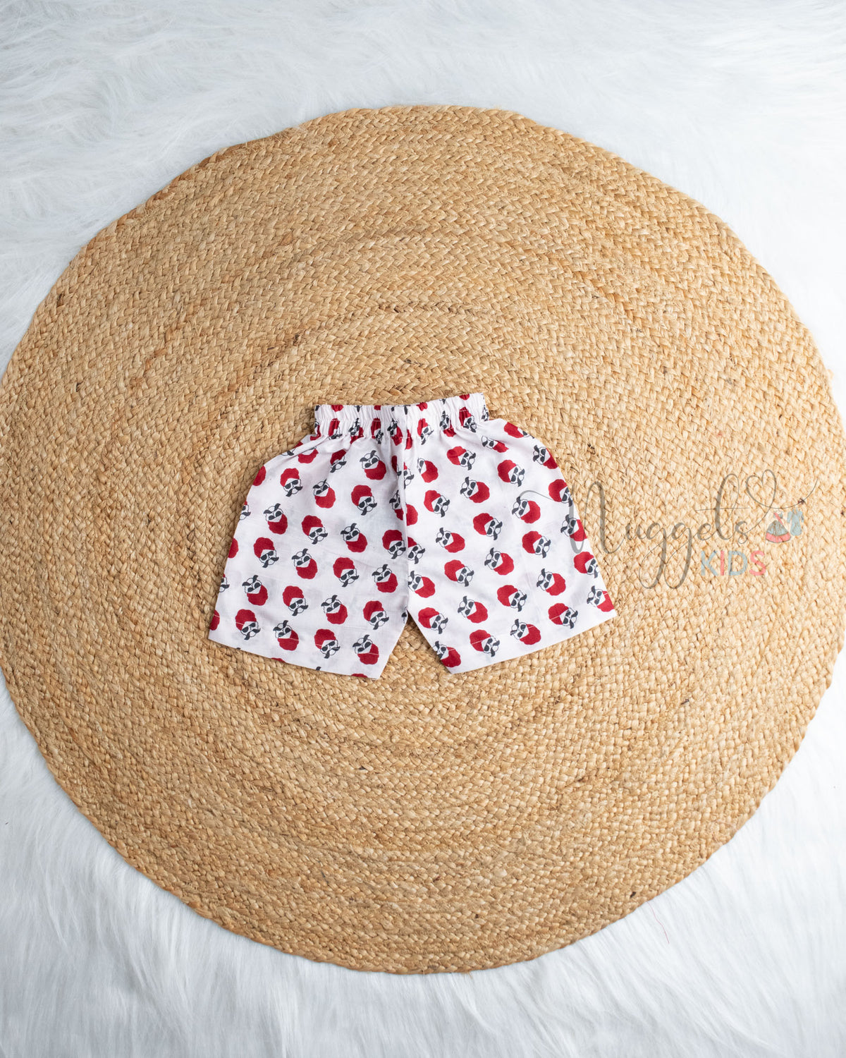 Ready to Ship: Mustache Man Printed Sleeveless Jhabla and Shorts Set