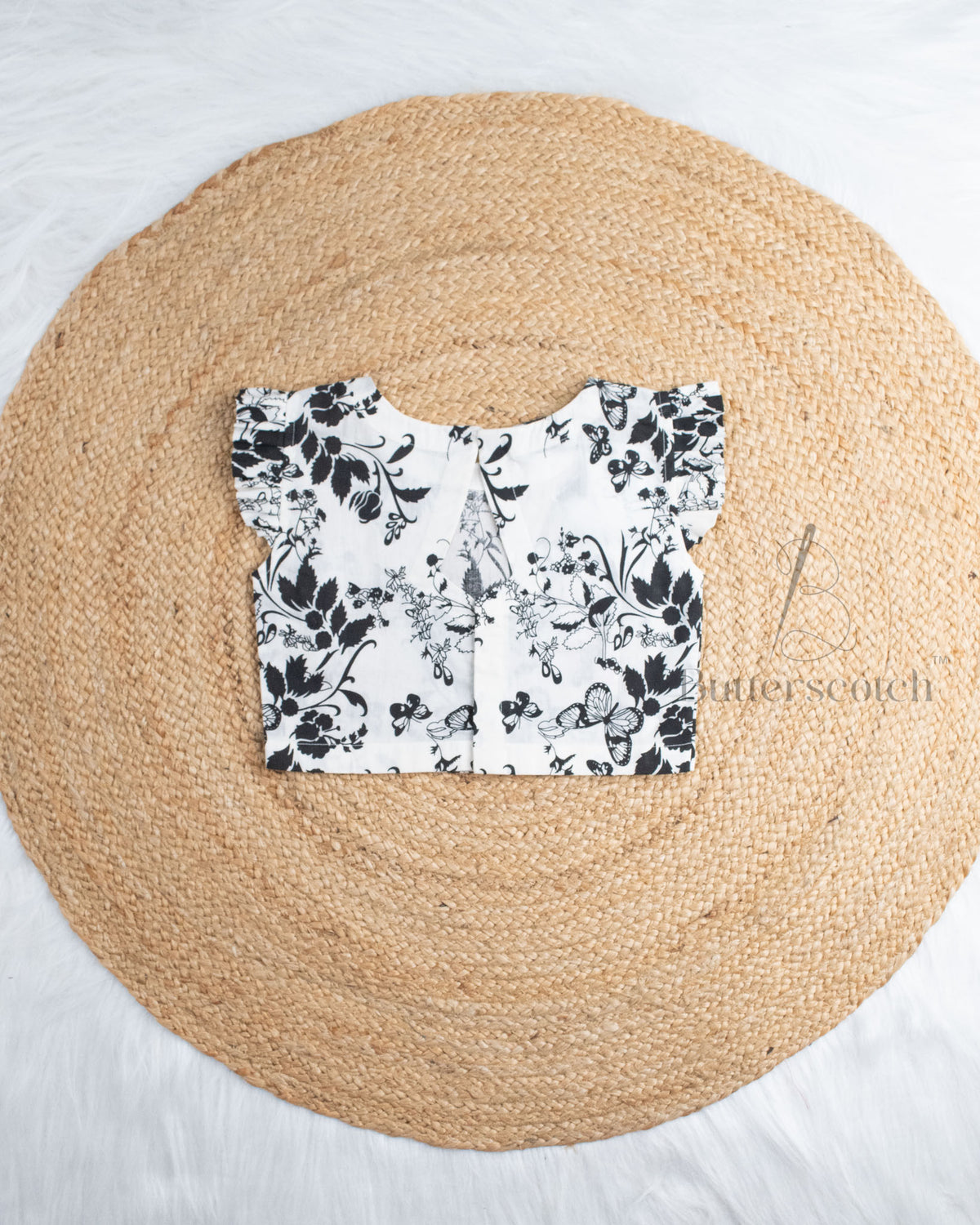 Ready to Ship: White And Black Cambric Cotton Short Set With Ruffle Sleeves