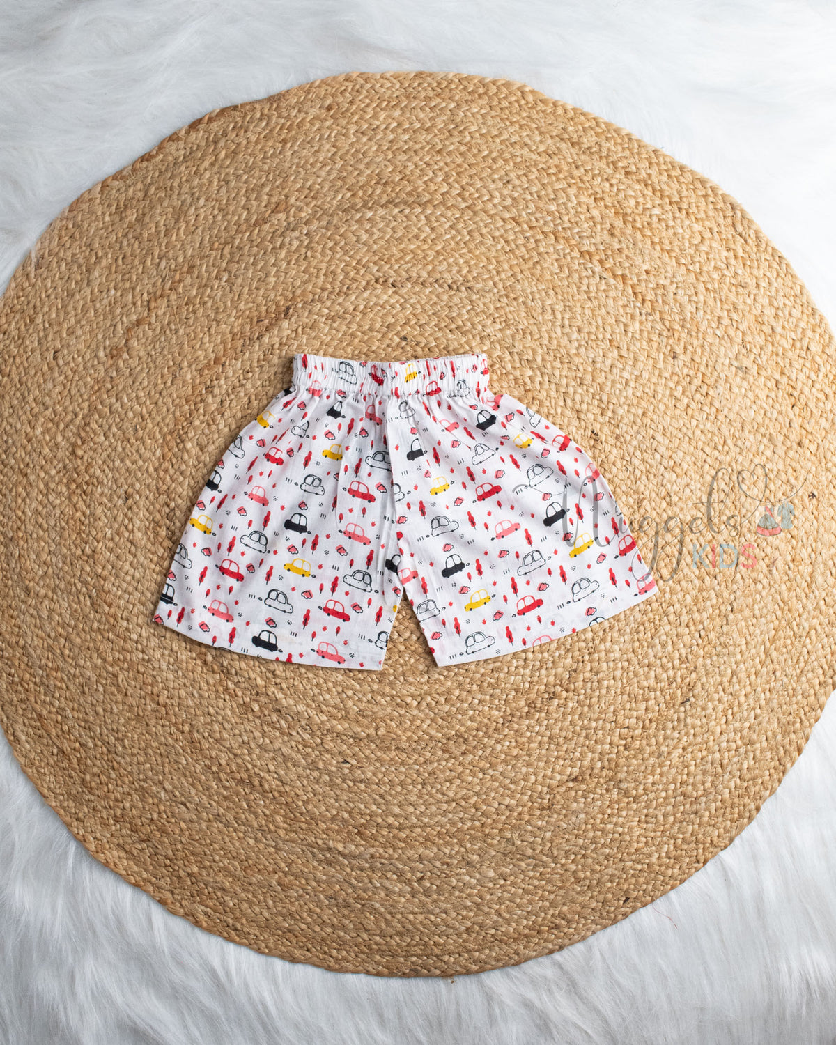 Ready to Ship: Tiny Journey Car Printed Jhabla and Shorts Set with Sleeves