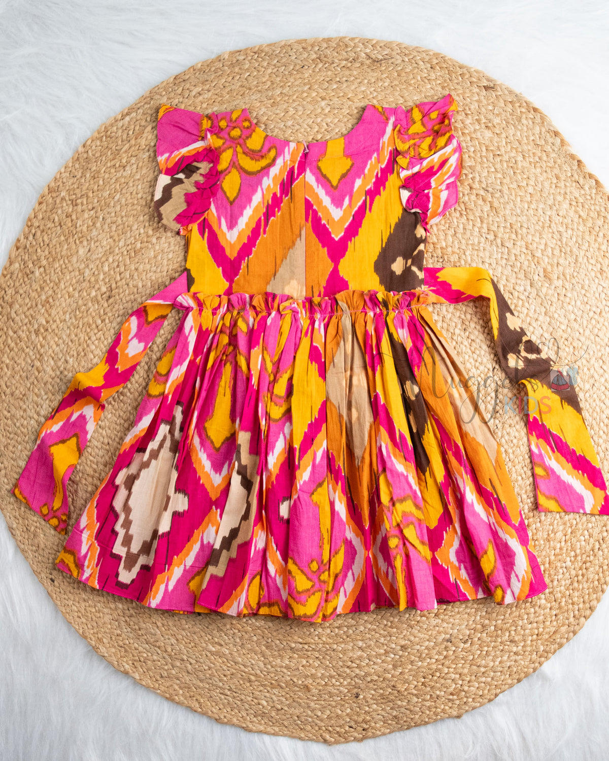 Ready to Ship: Pink Cotton Frock with Ruffle Sleeves