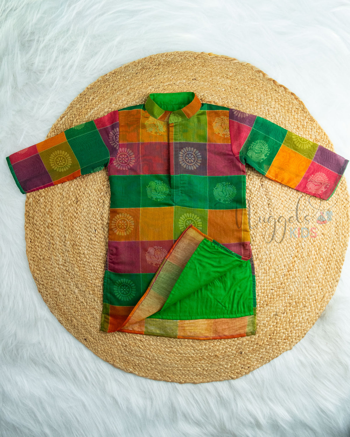 Pre Order: Green Designer Chanderi Cotton Kurta