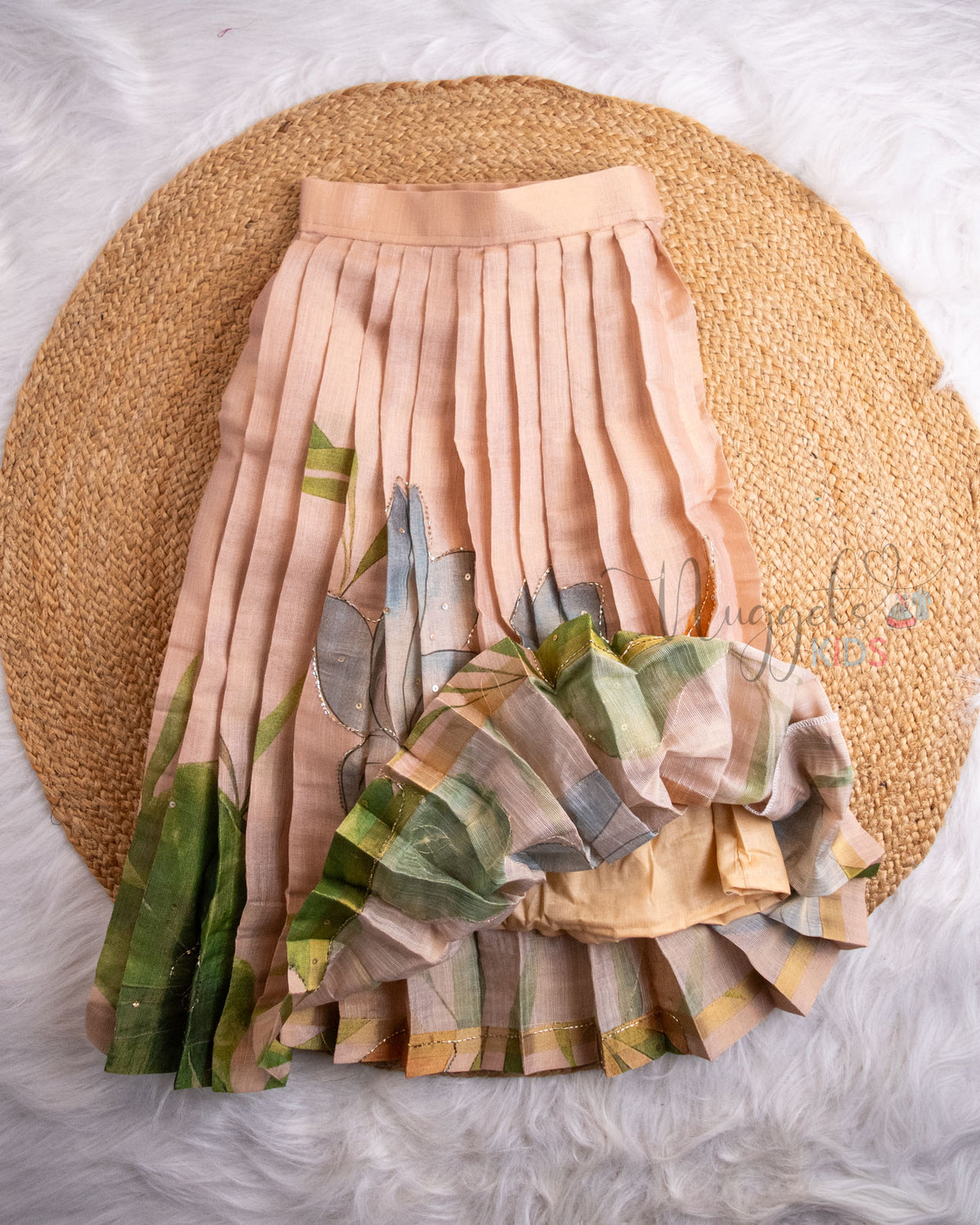 Ready to Ship: Olive Green Floral Lehenga Set
