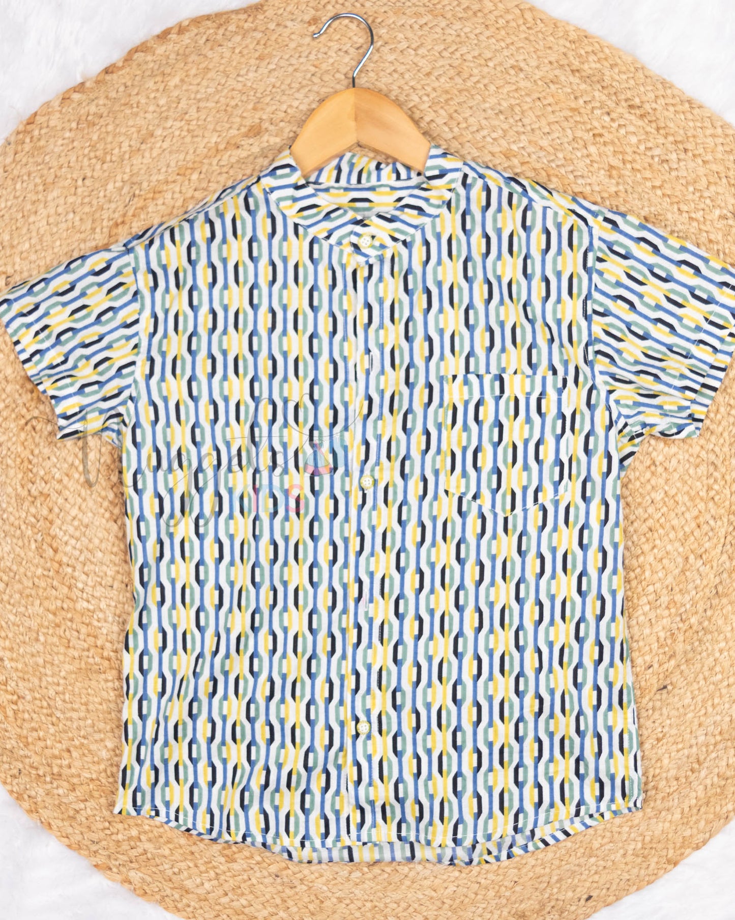 Ready to Ship: Chains Printed Cotton Shirt with Front Pocket