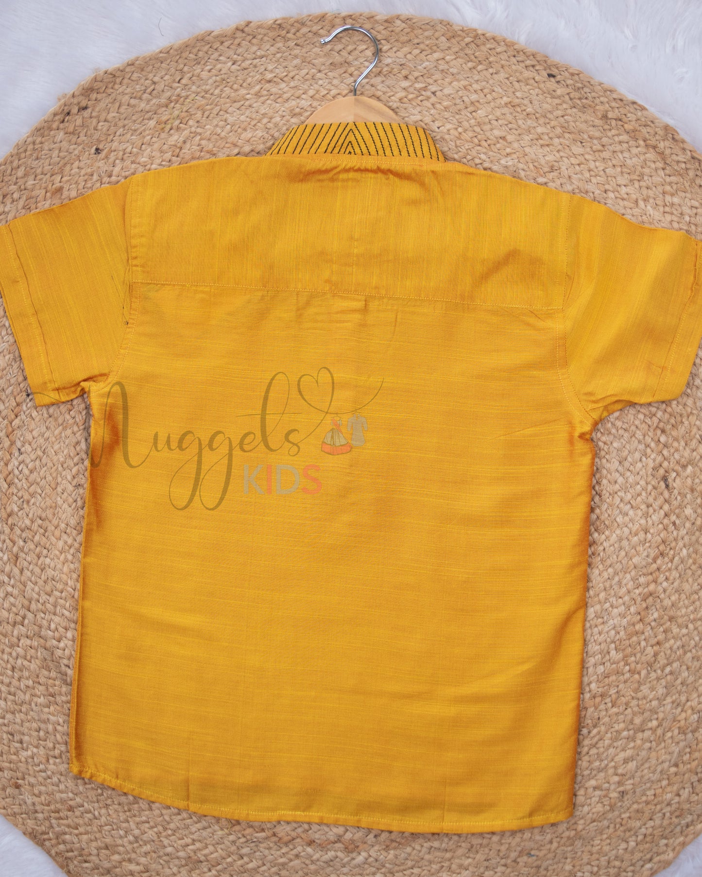 Ready to Ship: Yellow Raw Silk Short Kurta with Anchoring Detailing