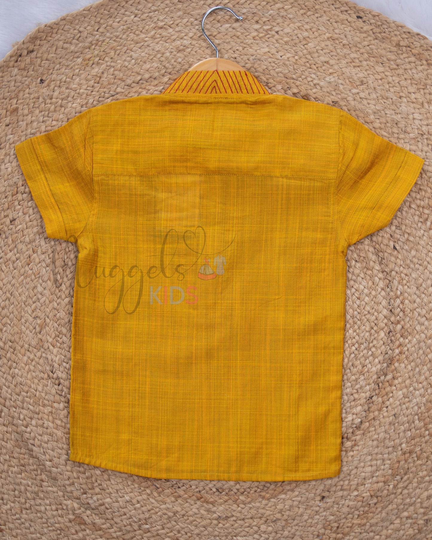 Ready to Ship: Yellow Raw Silk Short Kurta with Anchoring Detailing
