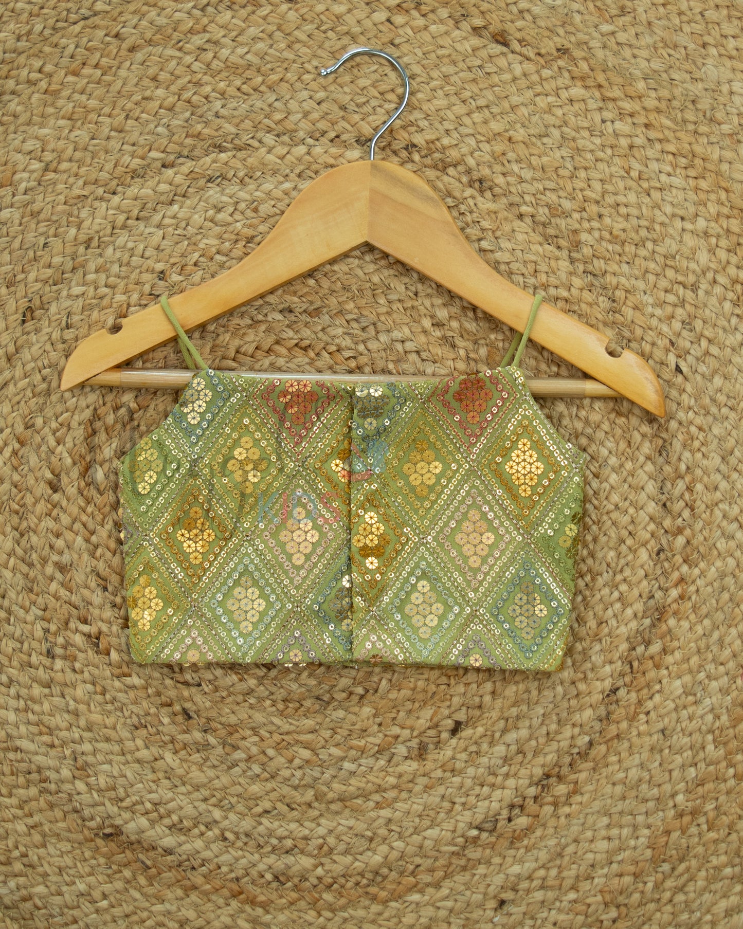 Ready to Ship: Light Green Designer Spaghetti Crop Top