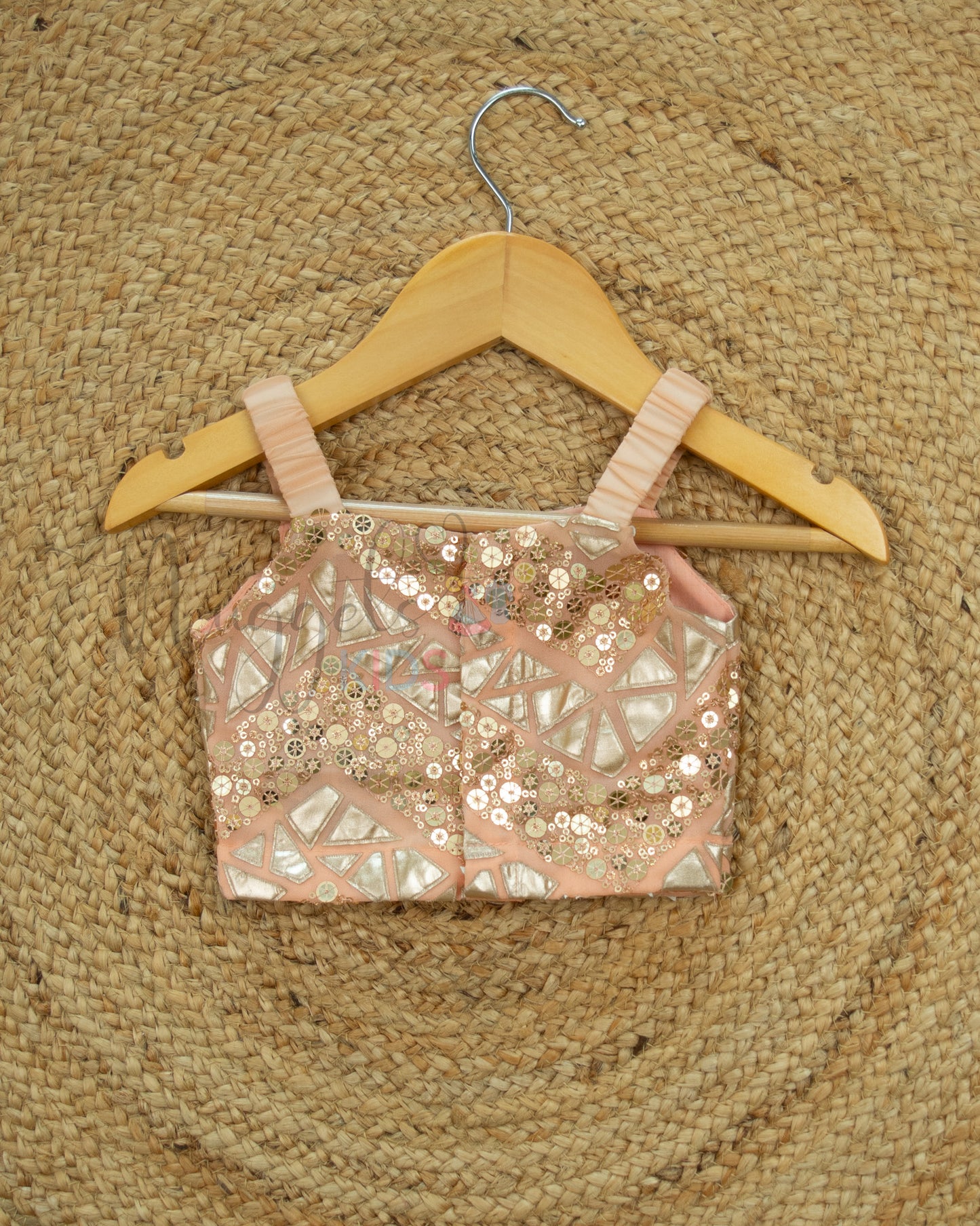 Ready to Ship: Peach Leather Embellished Designer Strap Top