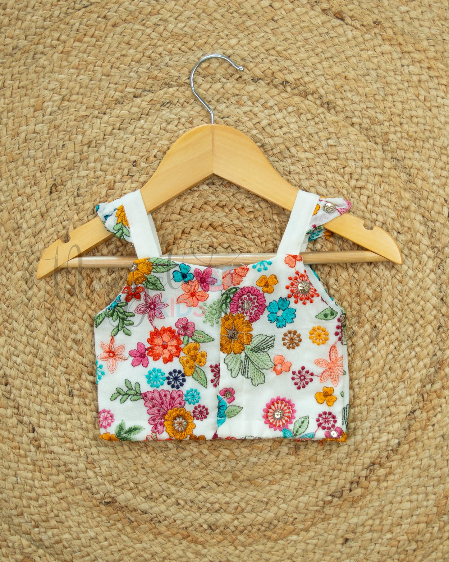 Ready to Ship: White Floral Mini Cap Sleeved Designer Top