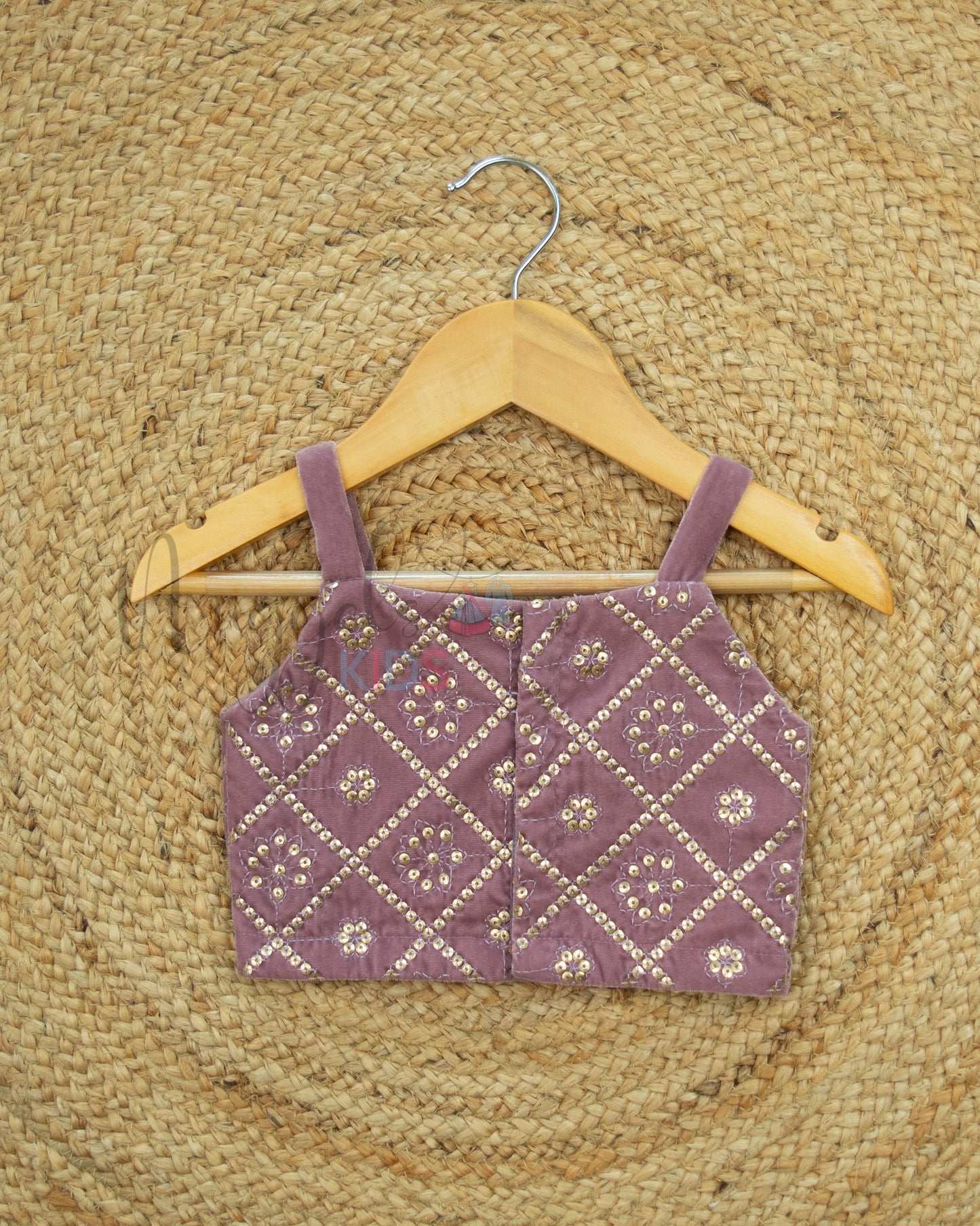 Ready to Ship: Plum Velvet Designer Strap Crop Top