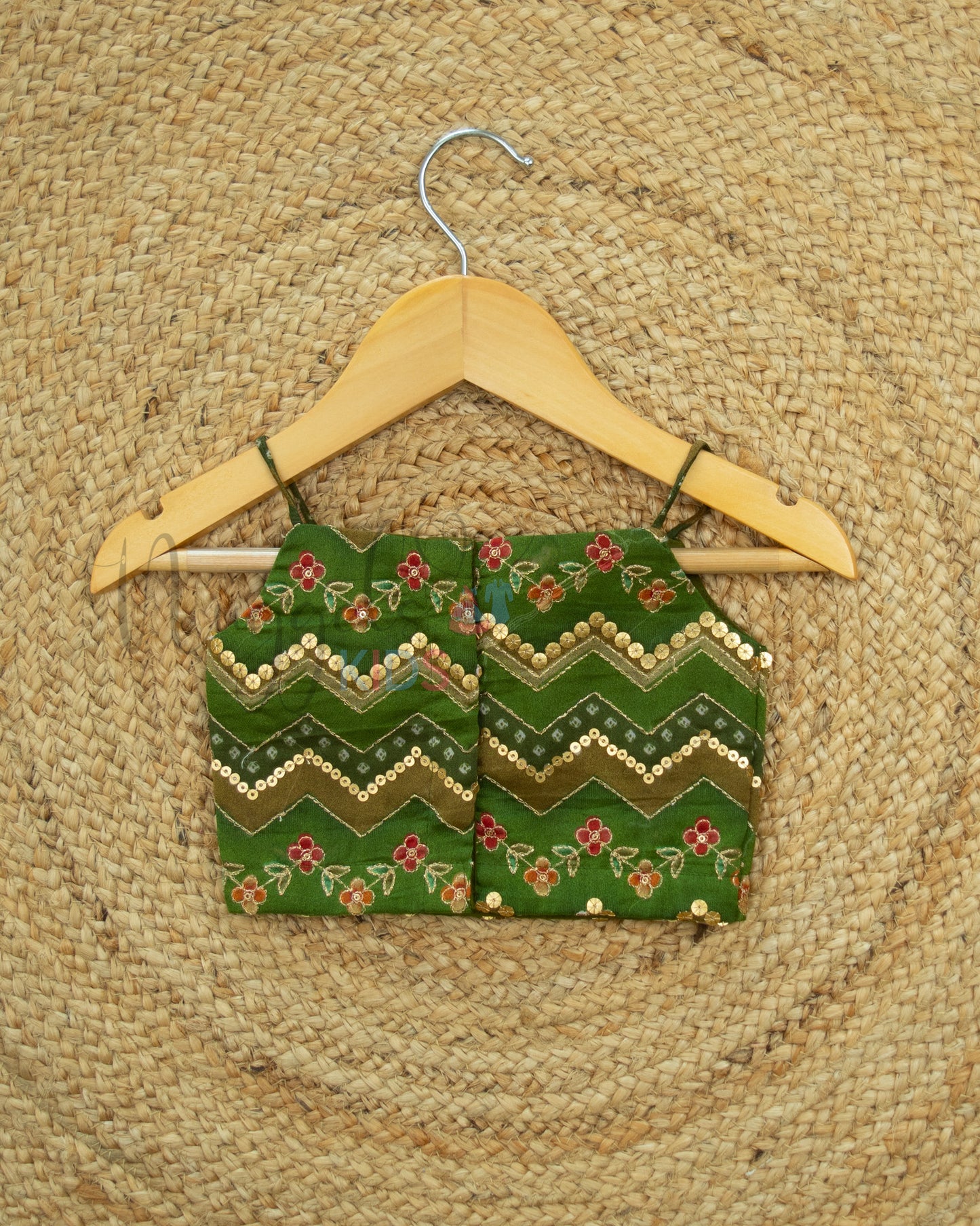 Ready to Ship: Green Designer Spaghetti Crop Top