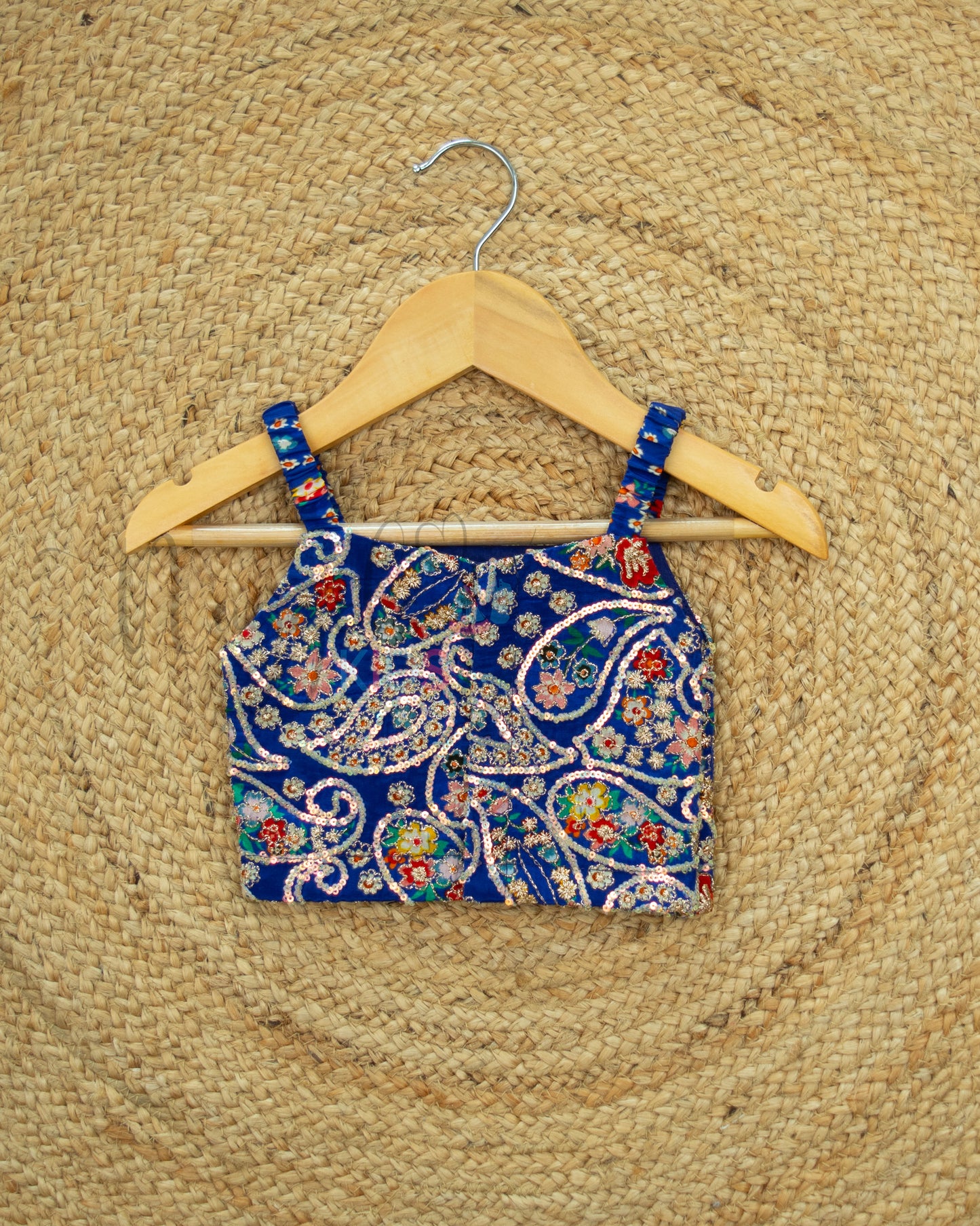 Ready to Ship: Royal Blue Chinon Designer Elasticated Strap Top