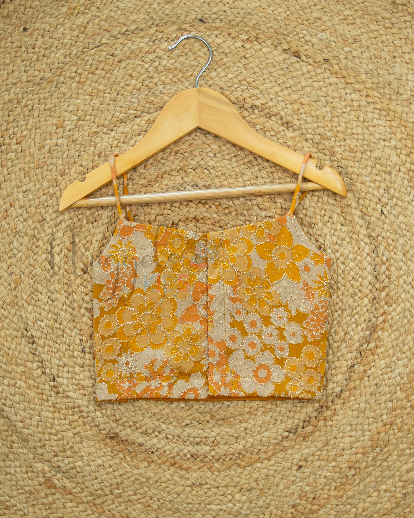 Ready to Ship: Mustard Pure Chinon Designer Crop Top