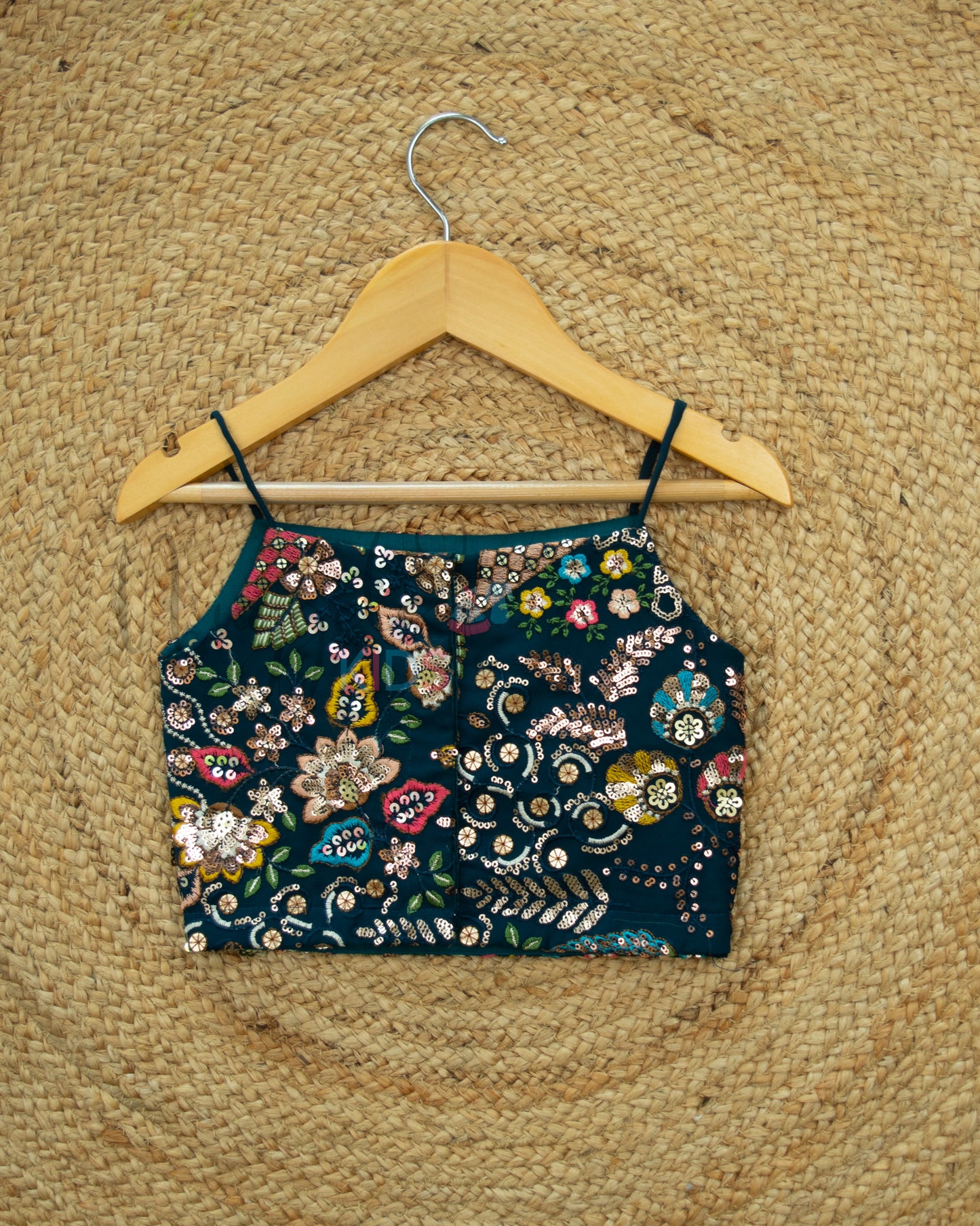 Ready to Ship: Pine Green Designer Spaghetti Crop Top