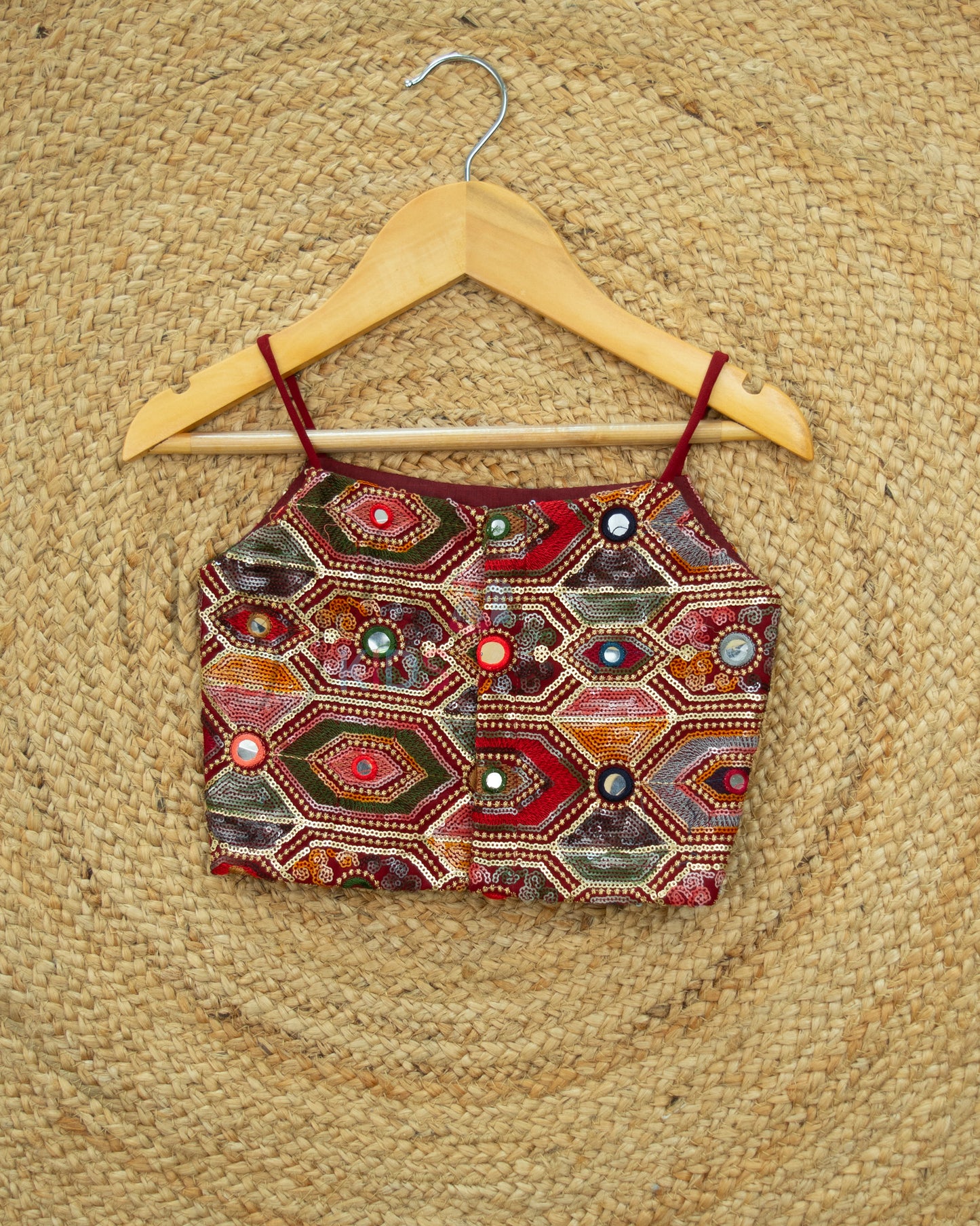 Ready to Ship: Dark Red Designer Spaghetti Crop Top