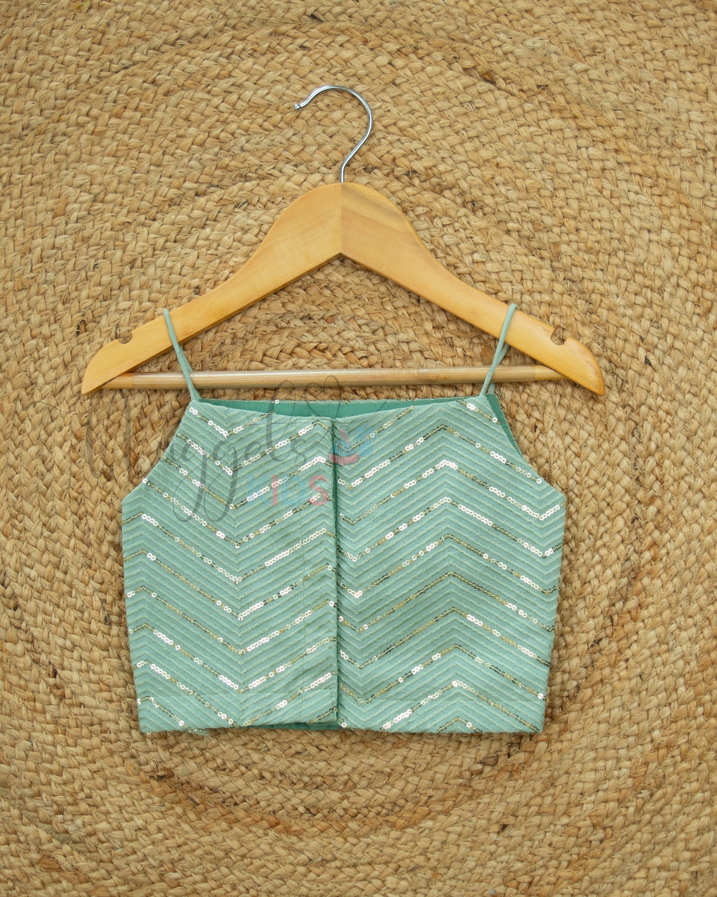 Ready to Ship: Turquoise Designer Spaghetti Crop Top