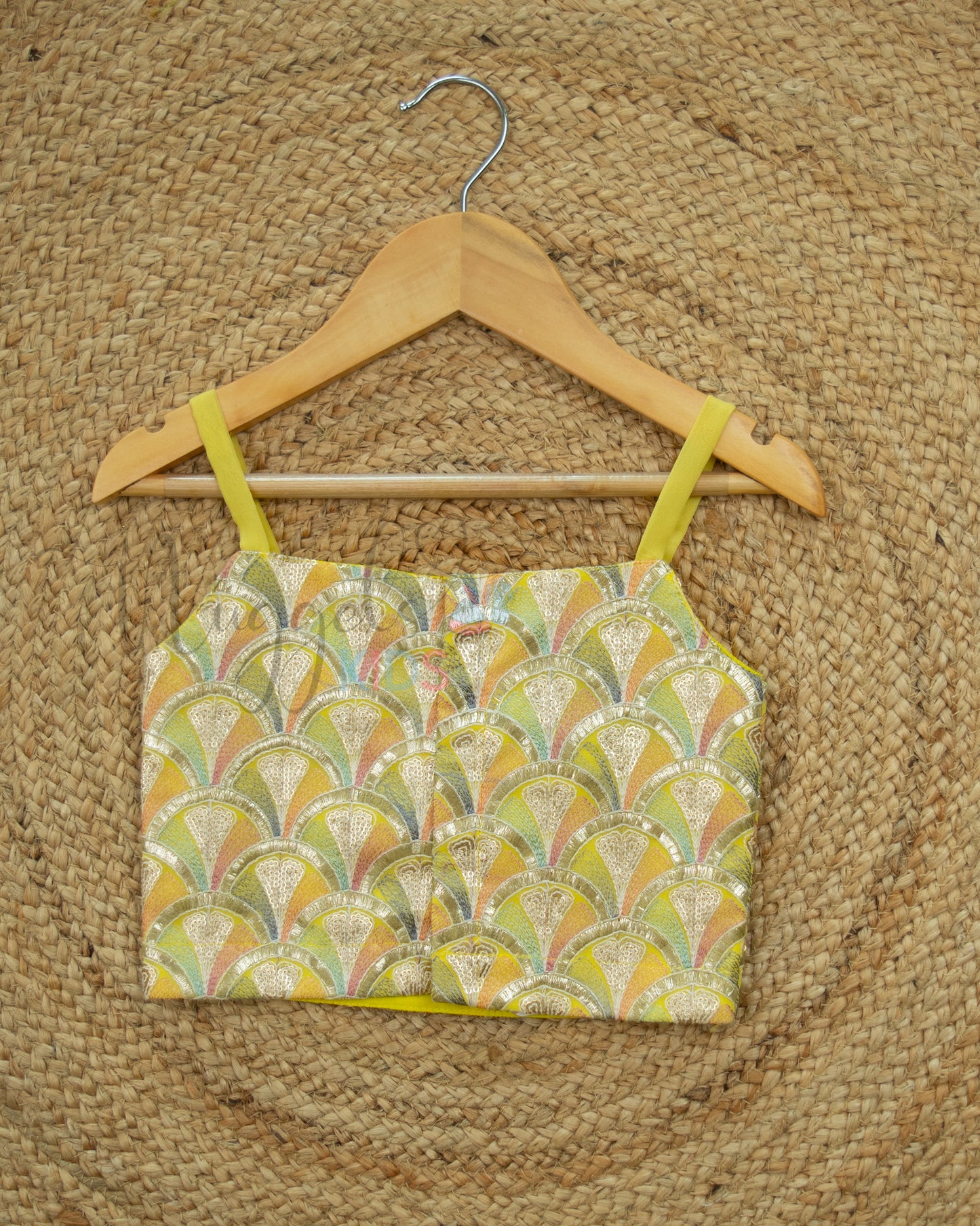 Ready to Ship: Lemon Yellow Designer Spaghetti Crop Top