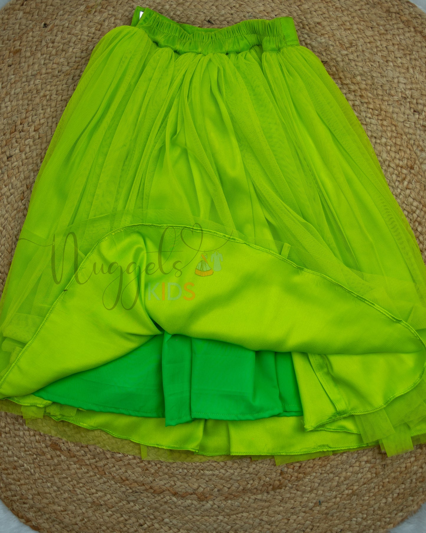 Ready to Ship: Lime Green Netted Lehenga