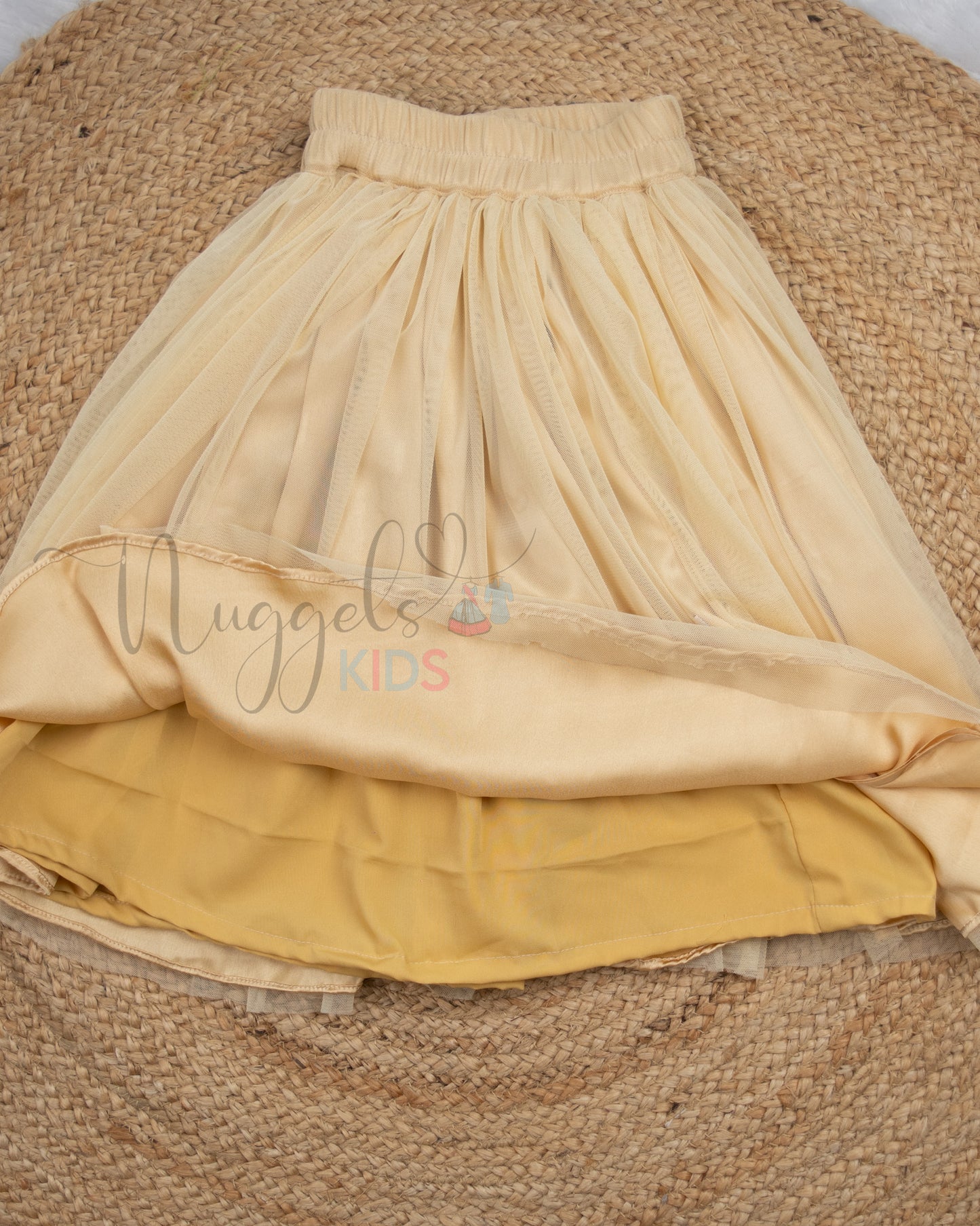 Ready to Ship: Light Beige Netted Lehenga