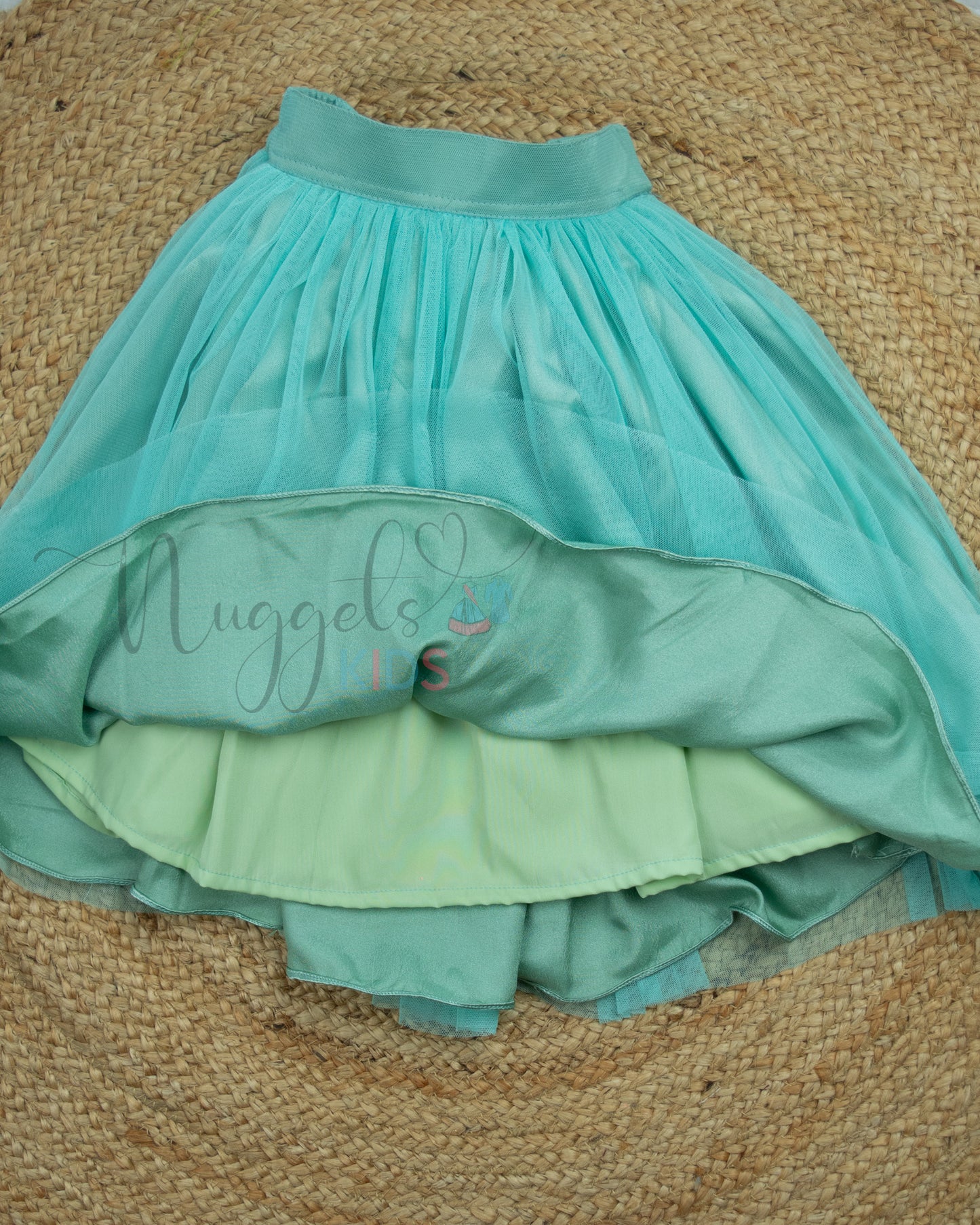 Ready to Ship: Turquoise Blue Netted Lehenga