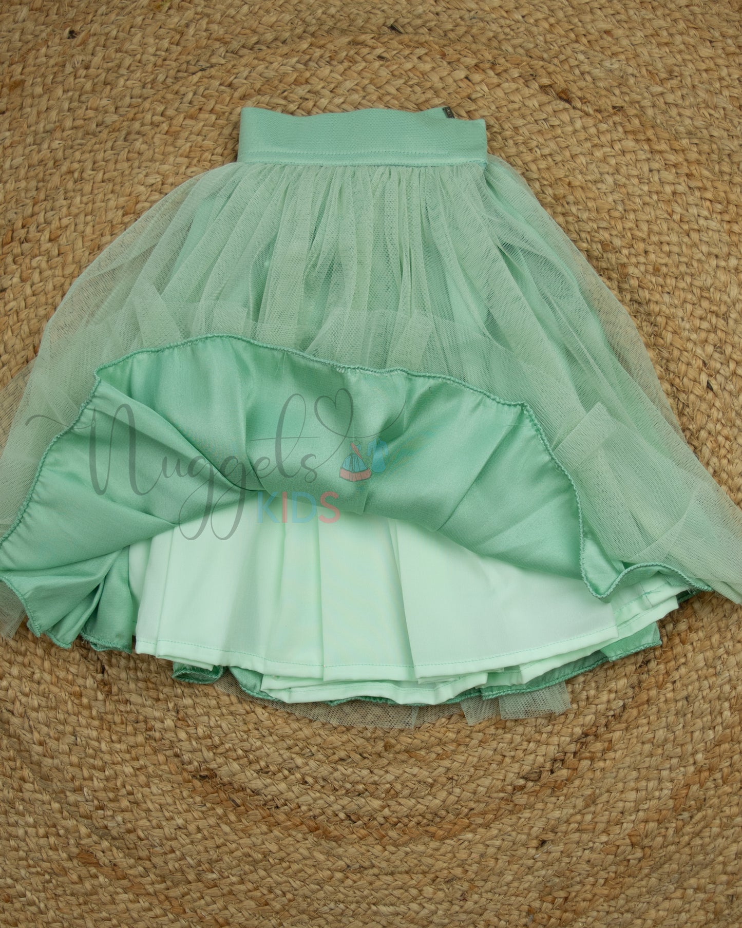 Ready to Ship: Mint Green Netted Lehenga