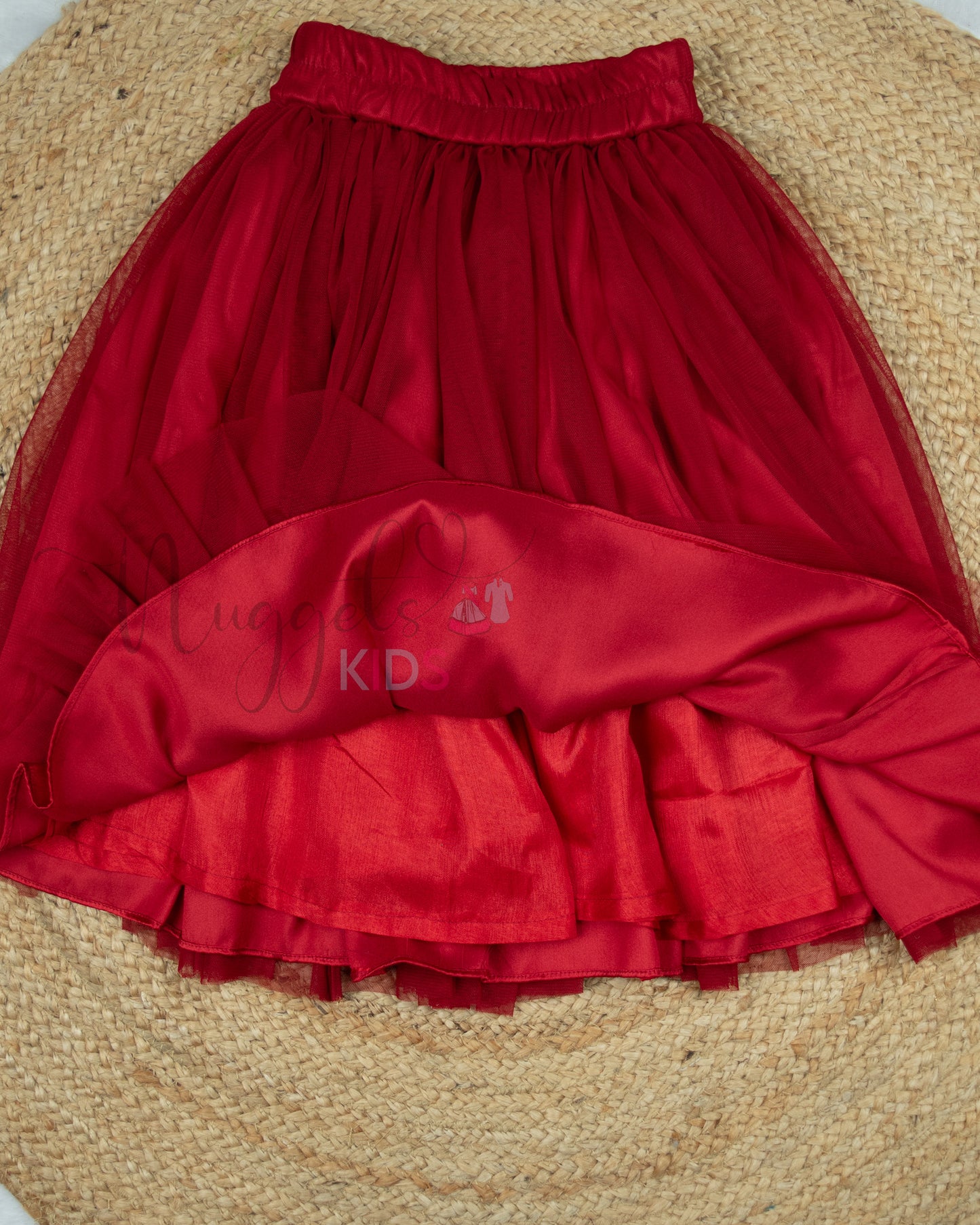 Ready to Ship: Maroon Netted Lehenga