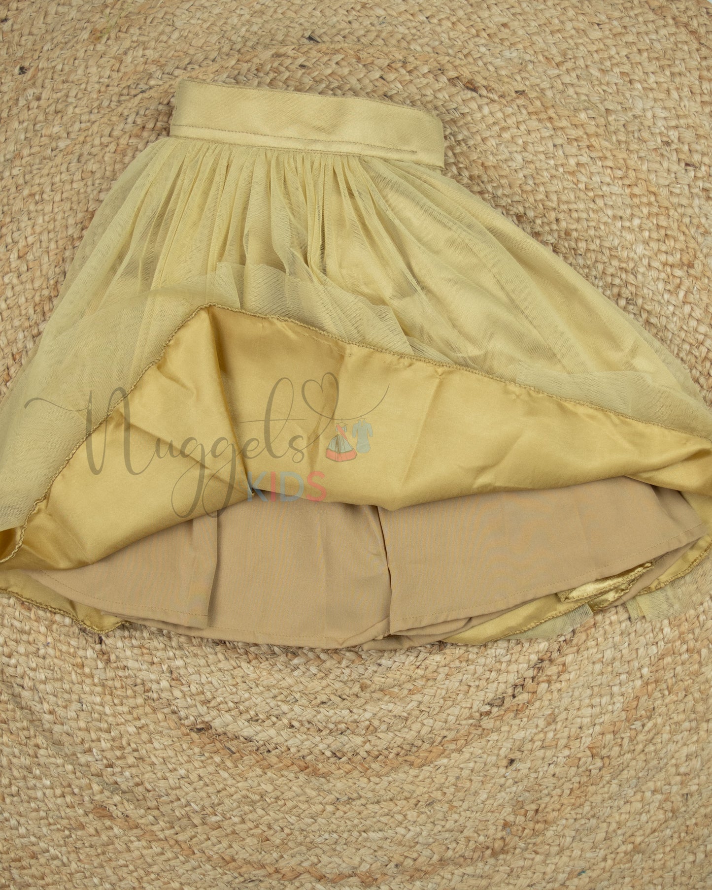 Ready to Ship: Light Gold Netted Lehenga