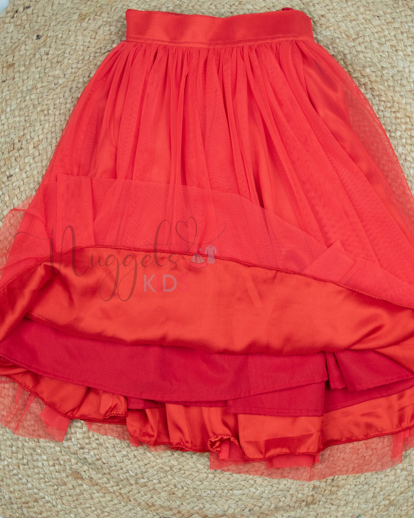 Ready to Ship: Ruby Pink Netted Lehenga