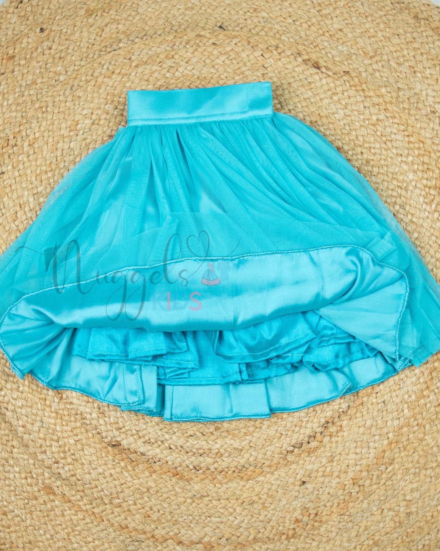 Ready to Ship: Light Blue Netted Lehenga