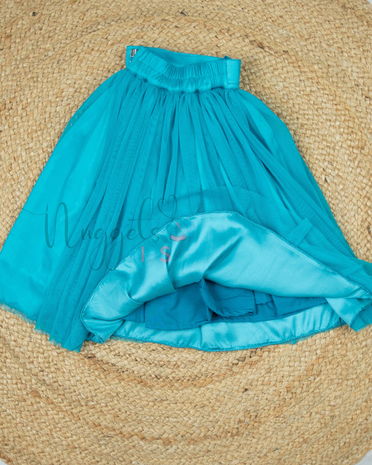 Ready to Ship: Sky Blue Netted Lehenga