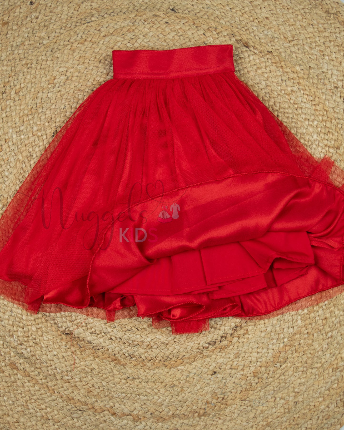 Ready to Ship: Red Netted Lehenga