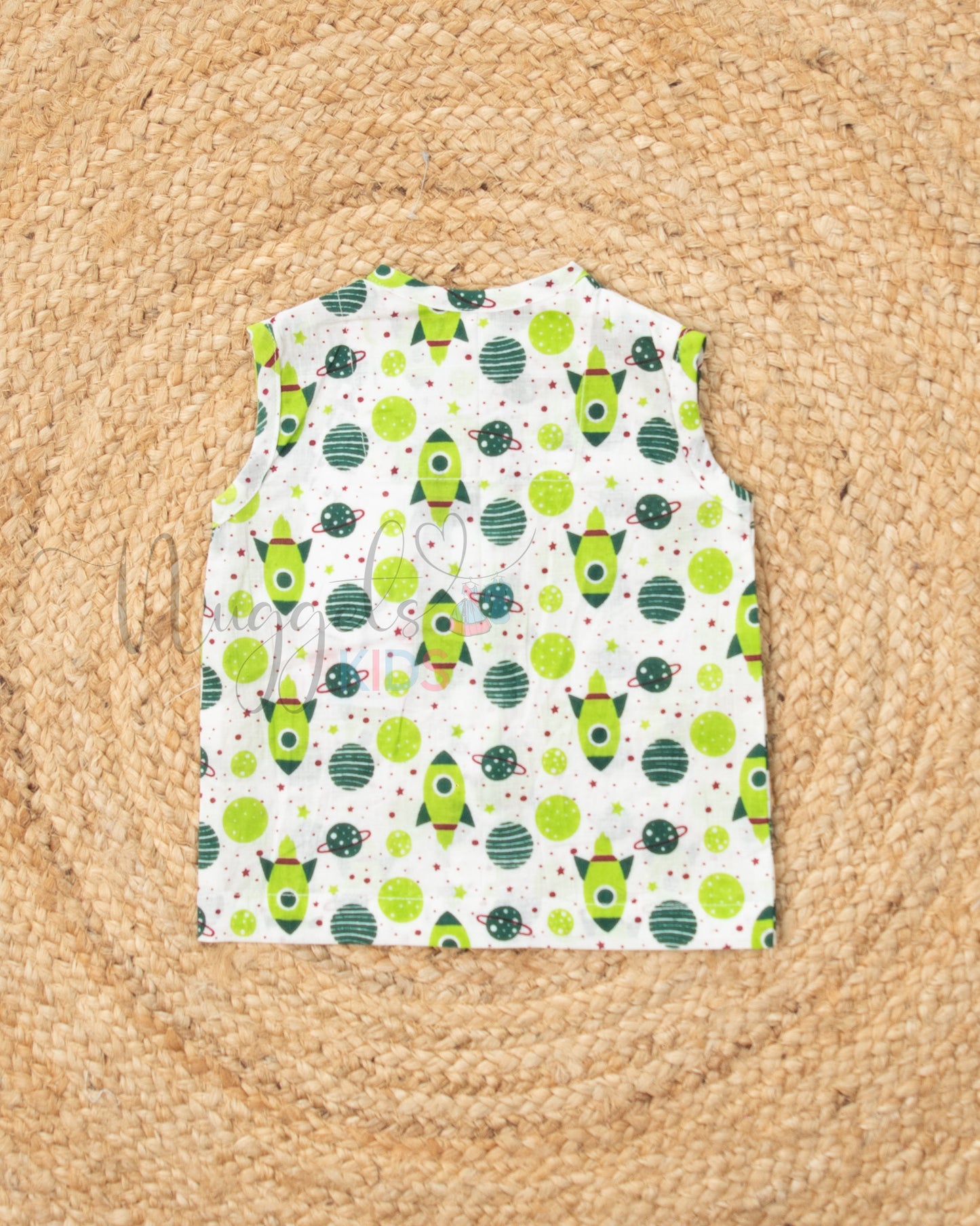 Ready to Ship: Space Time Printed Pure Cotton Jhabla with Wooden Button Detailing