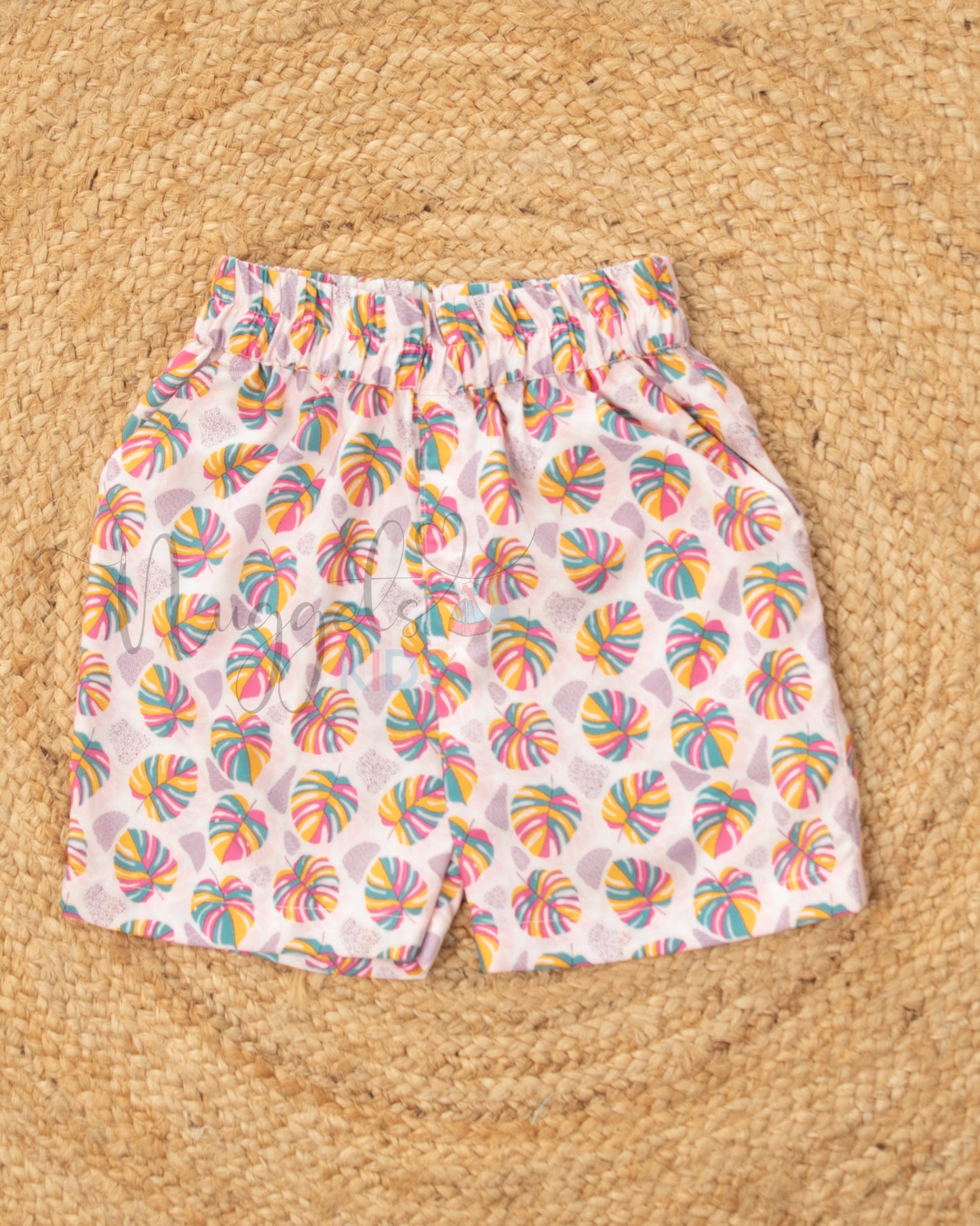 Ready to Ship: Colourful Leaves Swiss Cotton Shorts