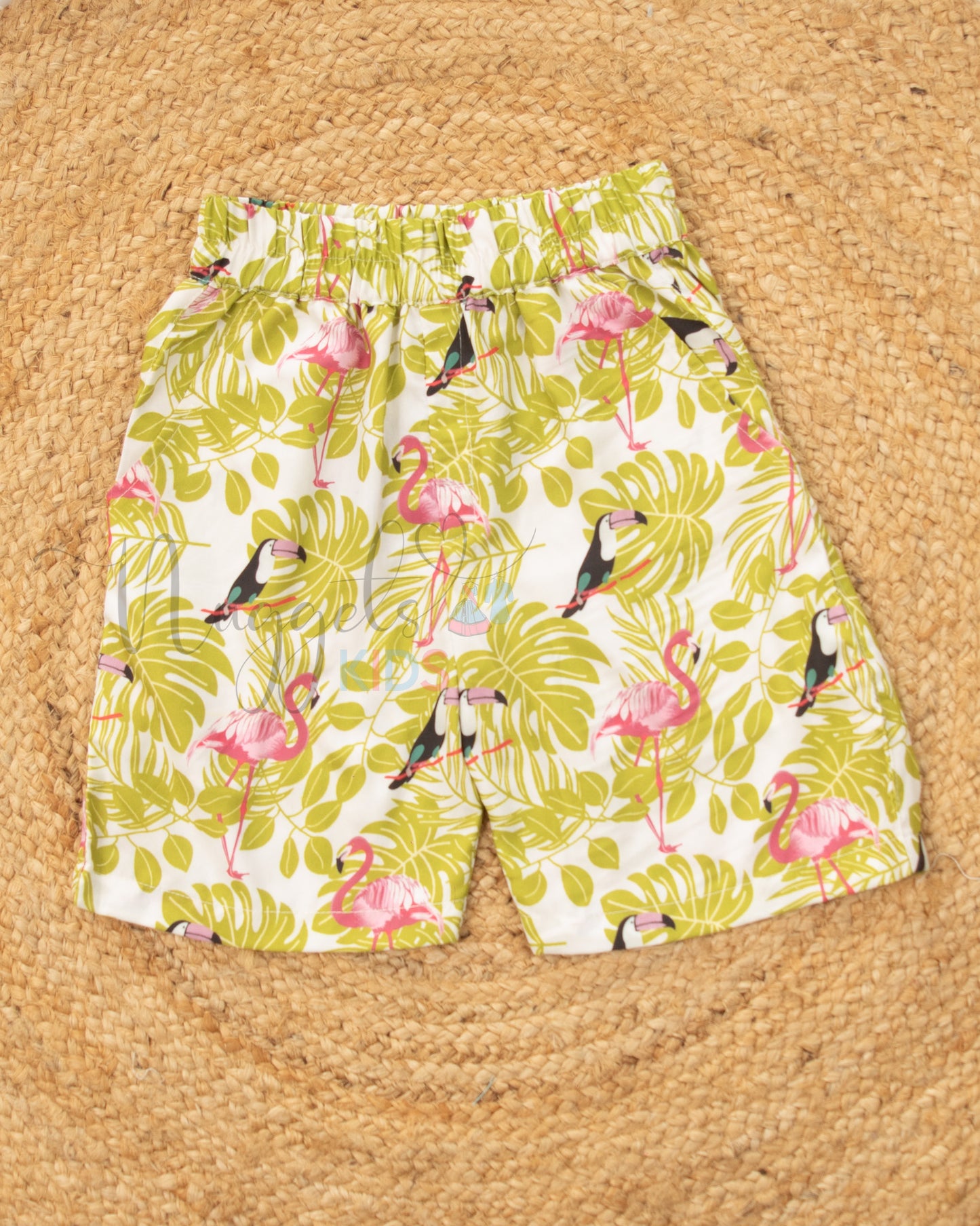 Ready to Ship: Flamingoes Printed Swiss Cotton Shorts