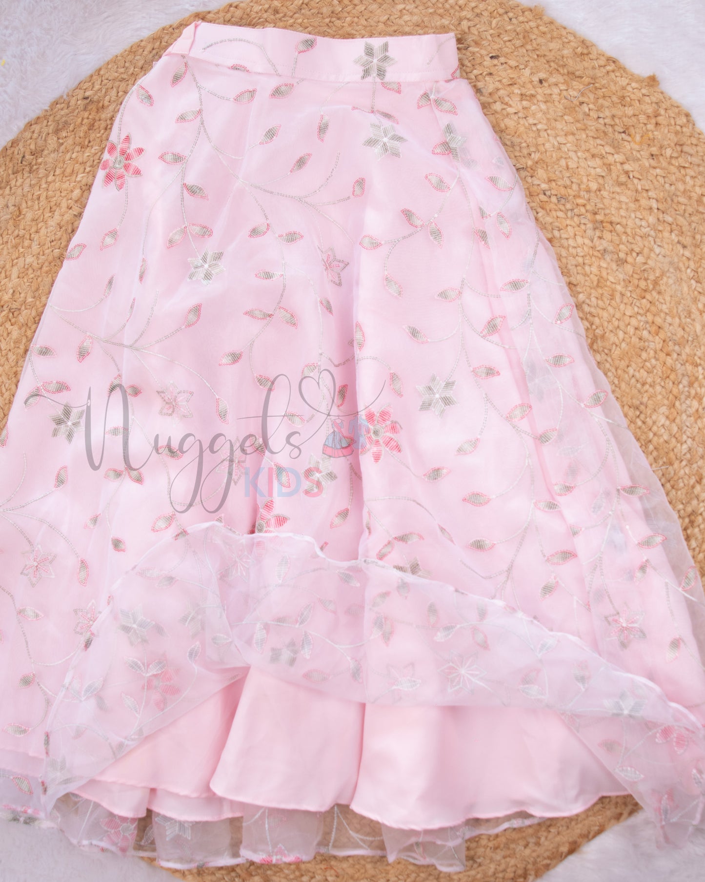 Ready to Ship: Baby Pink Designer Lehenga With Cute Bow and Puff Sleeve Detailing